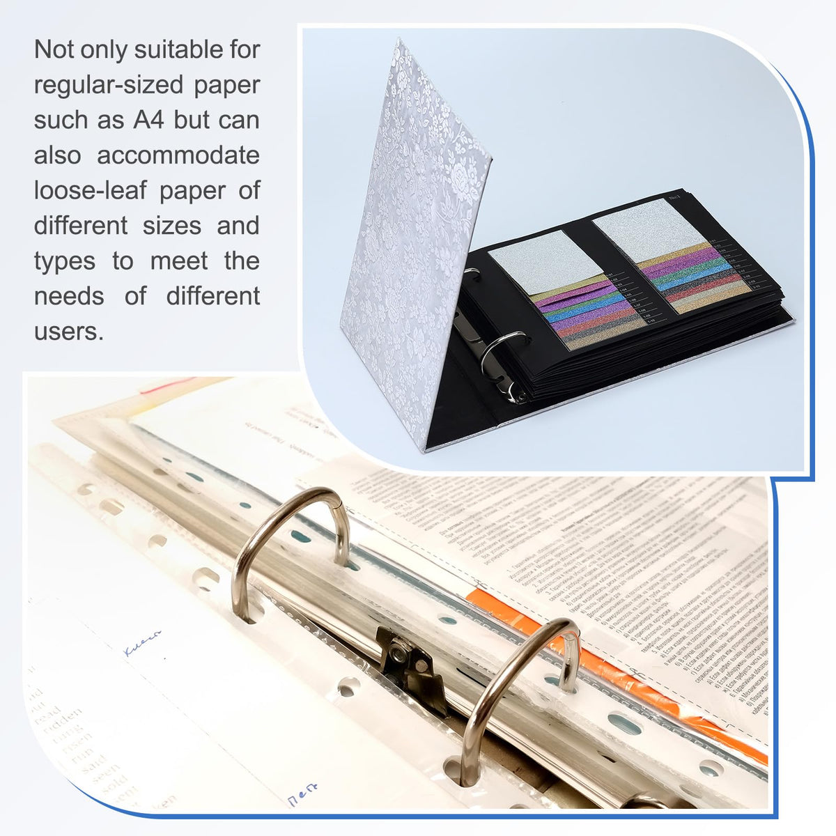 PATIKIL A5 3 Hole Ring Binder Mechanisms, 2 Set 1.97" D Ring Replacement Binder Planner Loose Leaf Binding Spines for Organizers DIY Fill Paper Storage Folder Accessories, 26mm Silver Tone