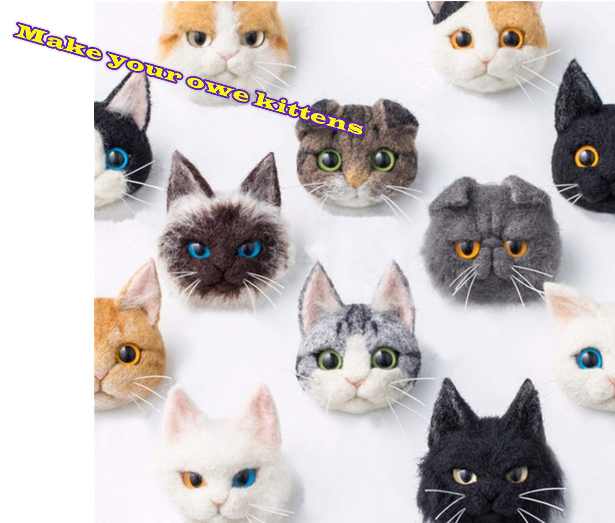 DIY Needle Felting Kit with Basic Needle Felting Tools,Kit for Beginners,Cat Kitten,Animal (Siamese)