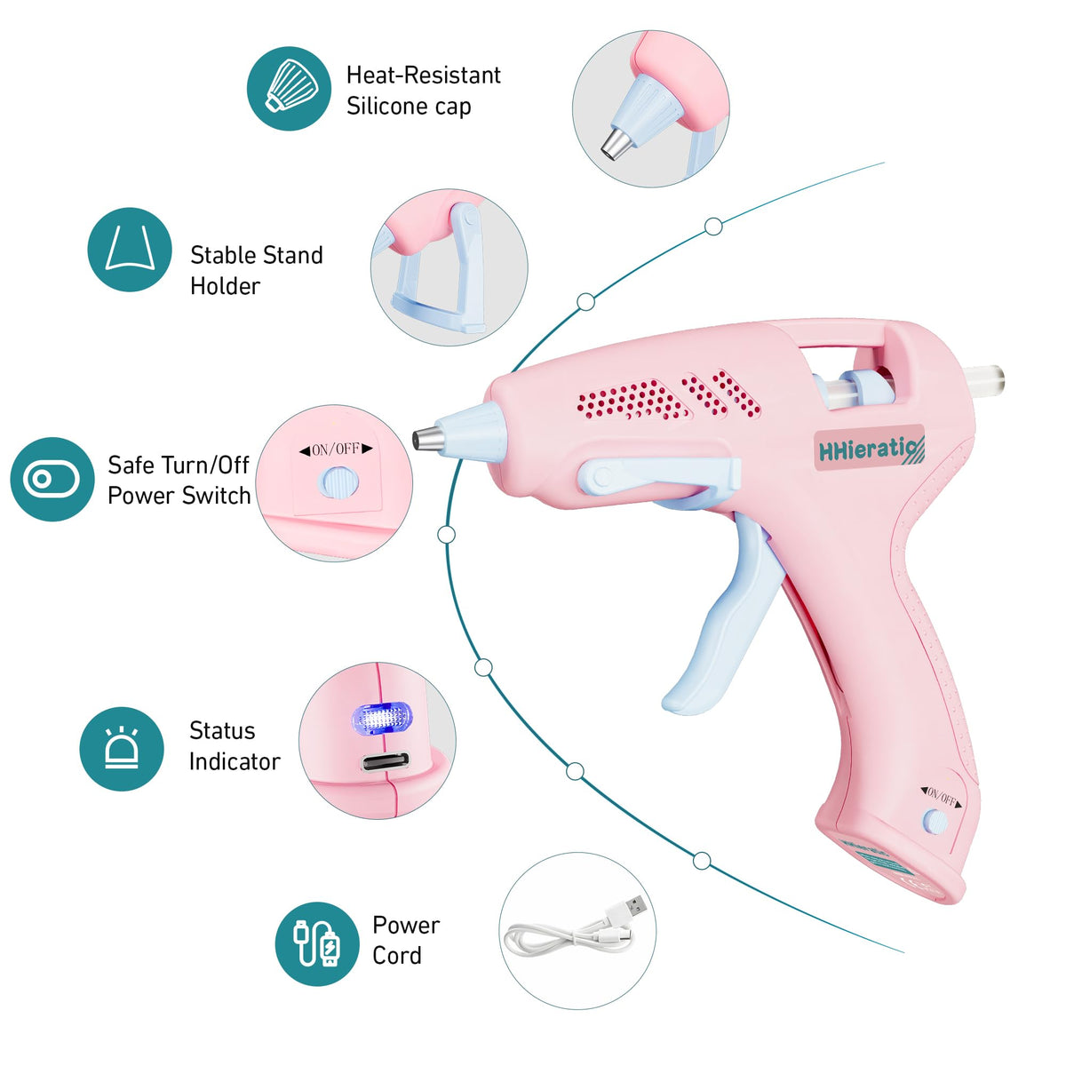 Mini Hot Glue Gun with 30 Sticks,Glue Gun Kit with USB Charge,Fast Preheating 20W Hot Glue Gun Kit Craft Glue Guns for Craft, DIY, Repairs