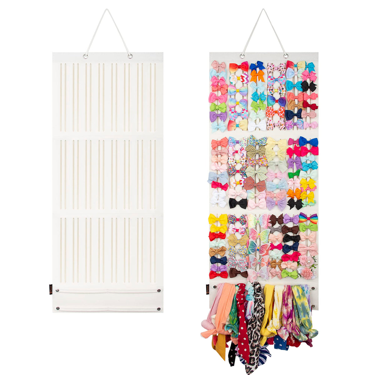 Baby Girl Hair Bows & Clips Organizer - Sturdy Stand, Wall Hanging for Nursery Decor (White, Large)