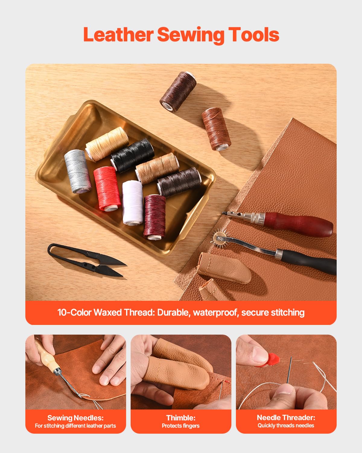 VEVOR Leather Working Tools Kit, 38 PCS Leather Craft Tools with Portable Canvas Storage Bag, Engraving Punching Sewing Stamping Cutting Tools, Ideal for Beginners DIY Enthusiasts and Professionals