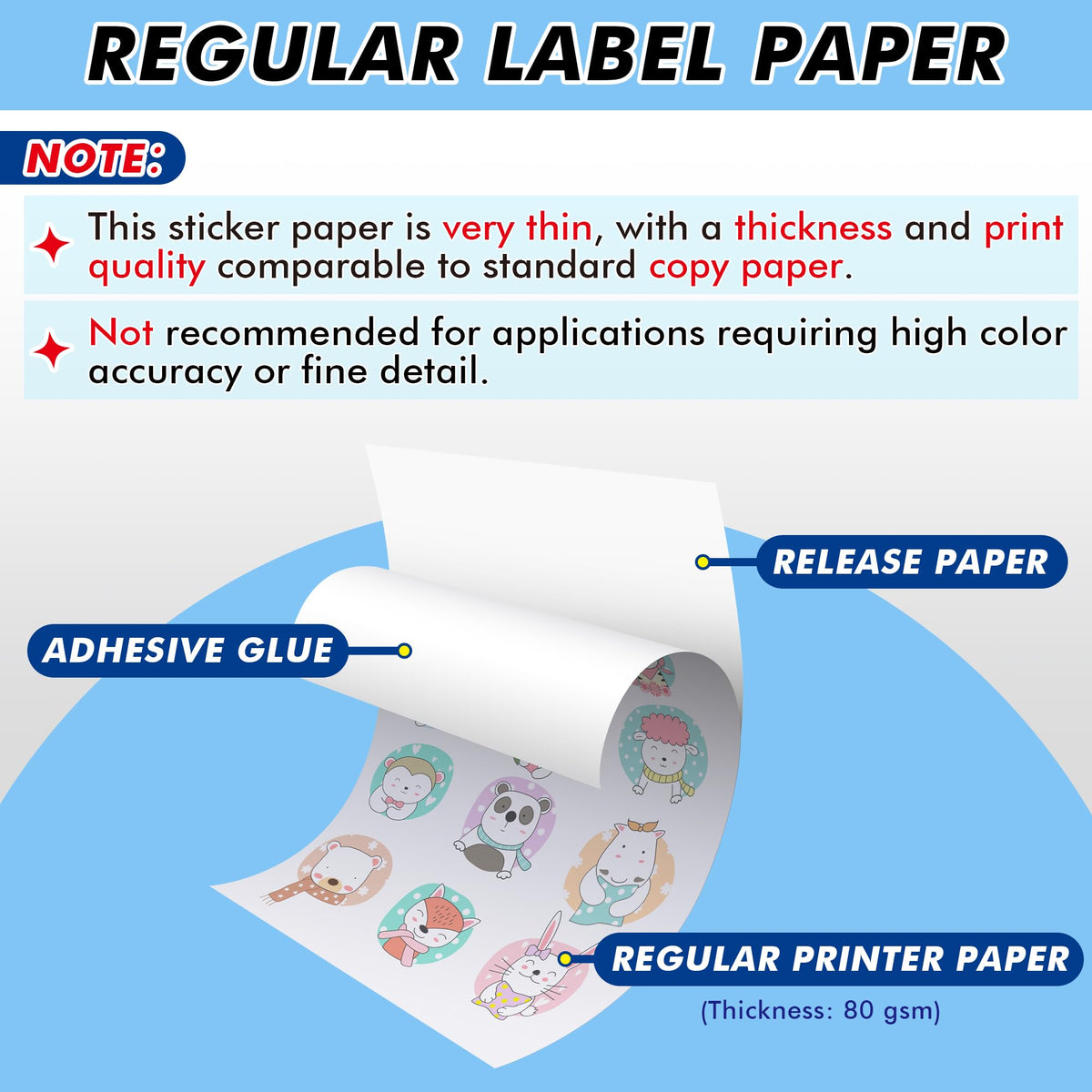 Koala 100 Sheets Sticker Paper for Regular Labels, Matte White, 8.5x11 Inch Printable Full Sheet Label Paper for Inkjet & Laser Printers