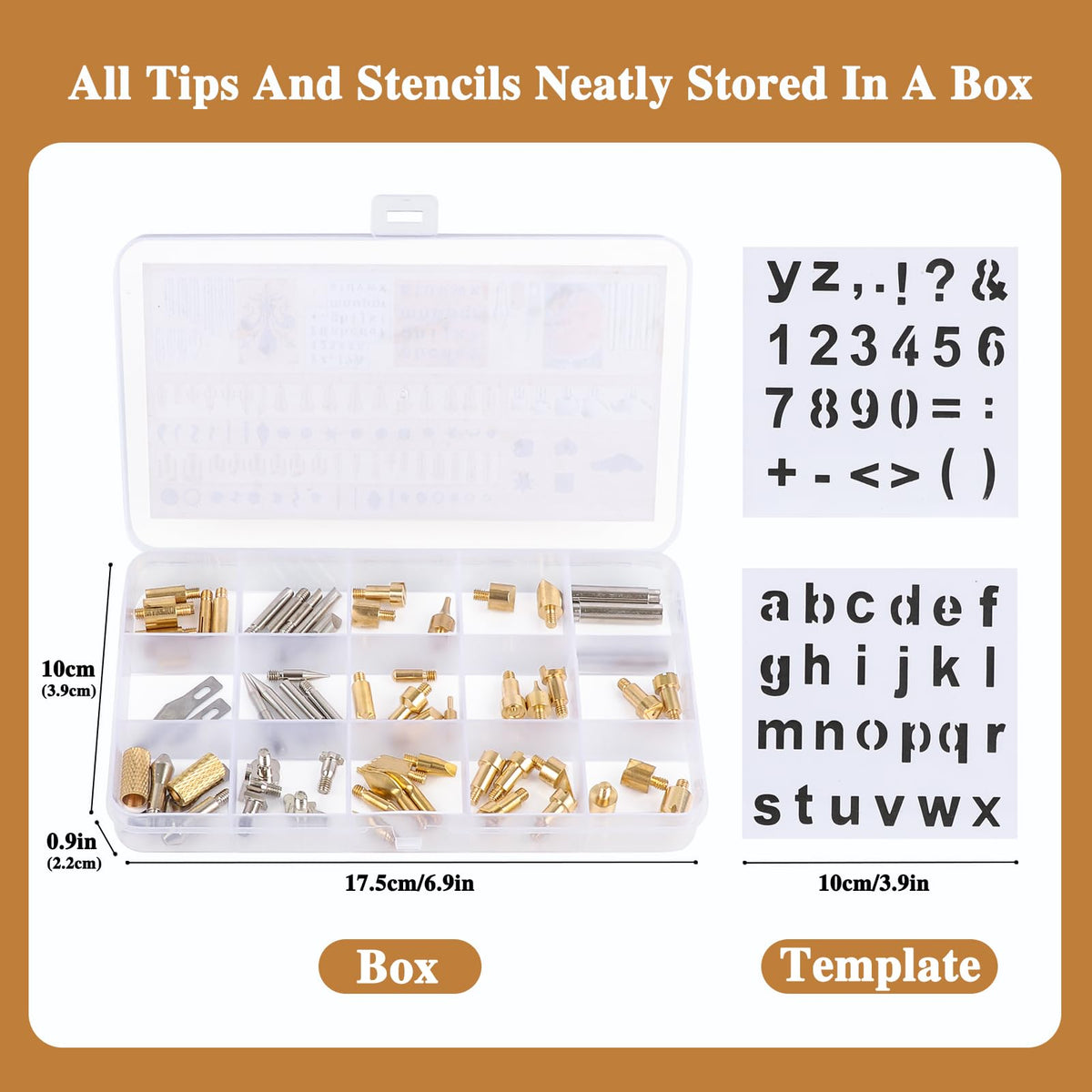 62Pcs Wood Burning Tips, Professional Wood Burning Pen Tips and Alphabet Number Stencils Set, Perfect Wood Burning Embossing Carving DIY Crafts Tool for Adults Beginners