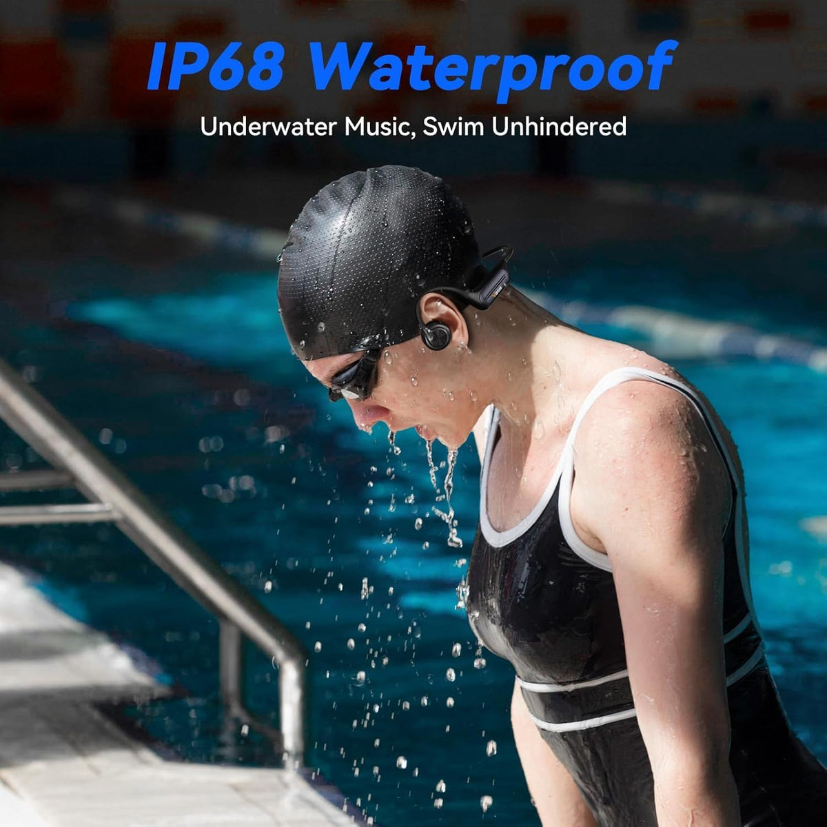 5.3 32GB MP3 IP68 8H Headset Swimming, Voistek Bone Conduction Headphones, Bluetooth with Player, Waterproof Vibrating