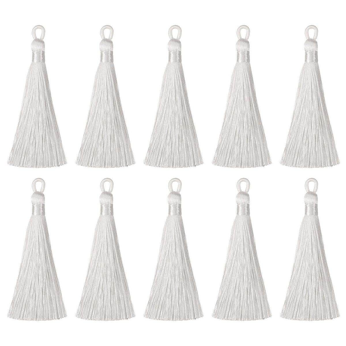 HARFINGTON Bookmark Tassels - 20Pcs 3.66" Silky Soft Mini Tassel with Loops for Keychain Graduation Handmade DIY Craft Accessory, Cream