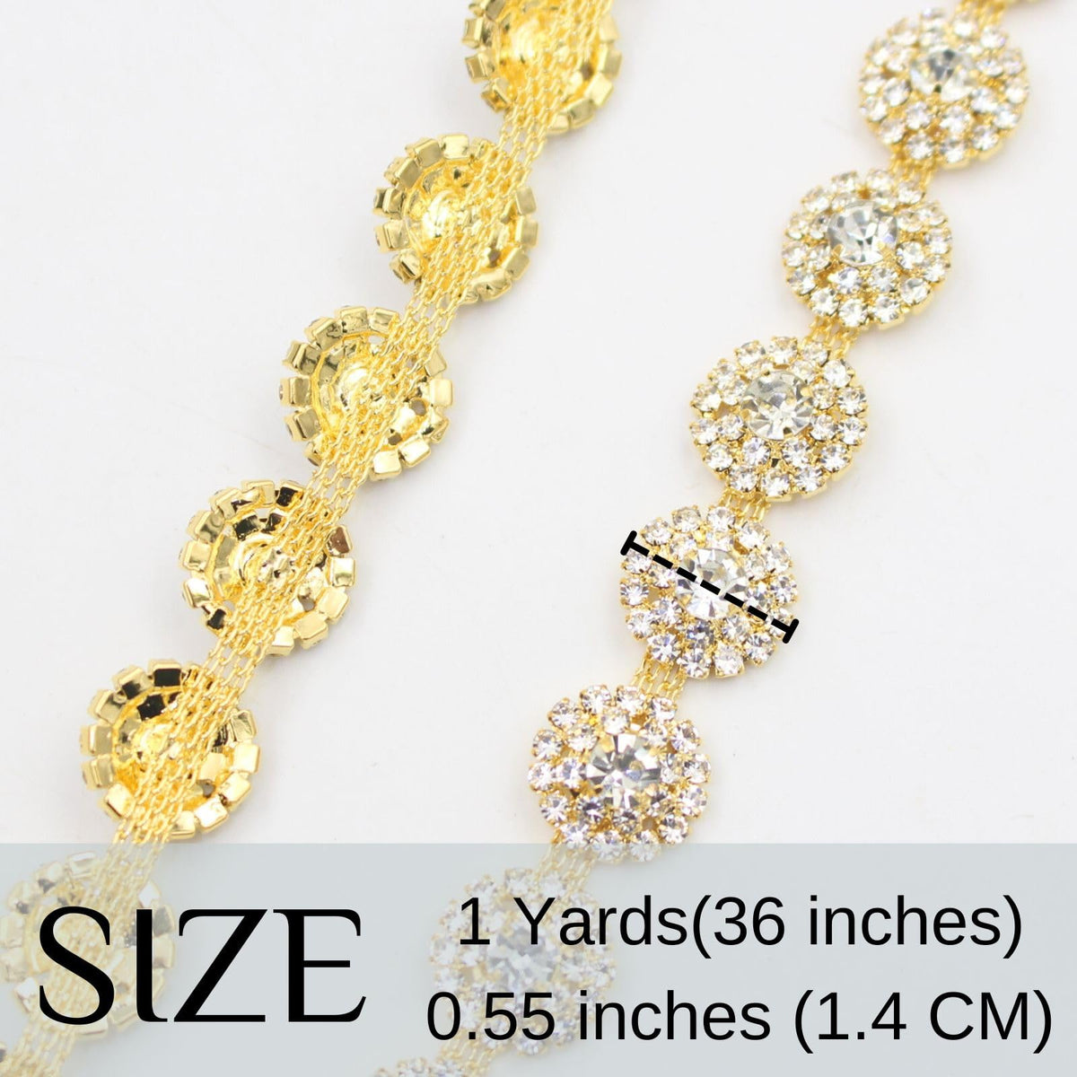 PEARLY JUN 1 Yard Rhinestone Trim Chain Gold Applique Stringing Ribbon DIY Jewelry Wedding Party Bracelets Craft Bridal Bouquets Embellishment Accessories