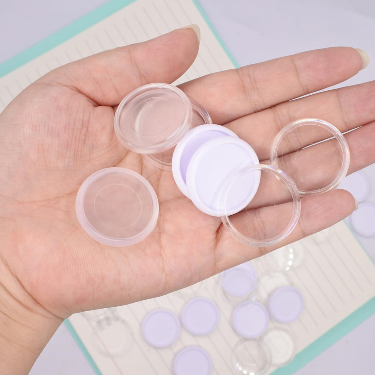 ITSYHPRO 100pcs Discbound Notebook Discs DIY Planner Accessories fits for Tul,Levenger,Arc,Happy Planner,Talia(Super Clear White Clear Mixed,1.1inch/28mm)