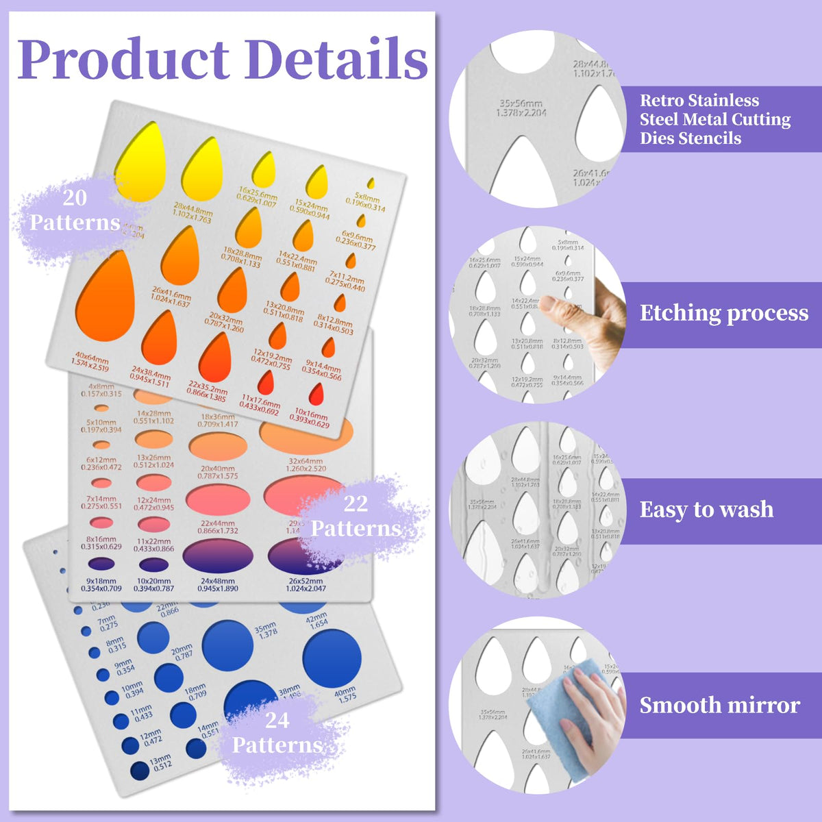 TWINKLEMON 3PCS Metal Stencils Ellipse Teardrop Circle Template for Drafting Round Stencil Jewelry Making Templates Art Oval Tool Metal Geometric Stencil for Office and DIY Bracelets Earrings