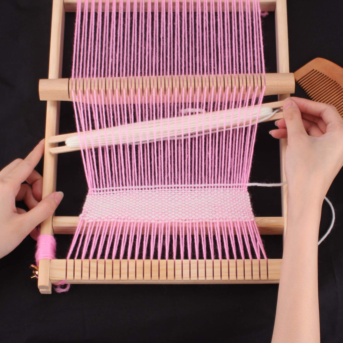 CYCHIRV Weaving Loom Kit, 15.2" H x 9.85" W Wooden Tapestry Looms, Warp Frame Loom Heddle Bar for Weave Board Weaver Tapestry Kids Beginner