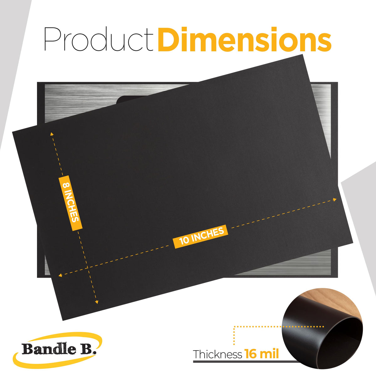 Bandle B. Magnetic Sheets, 8" x 10", Pack of 10. Flexible Magnetic Sheets with Adhesive Backing. Easy Picture Magnets. Thickness 16 mil.