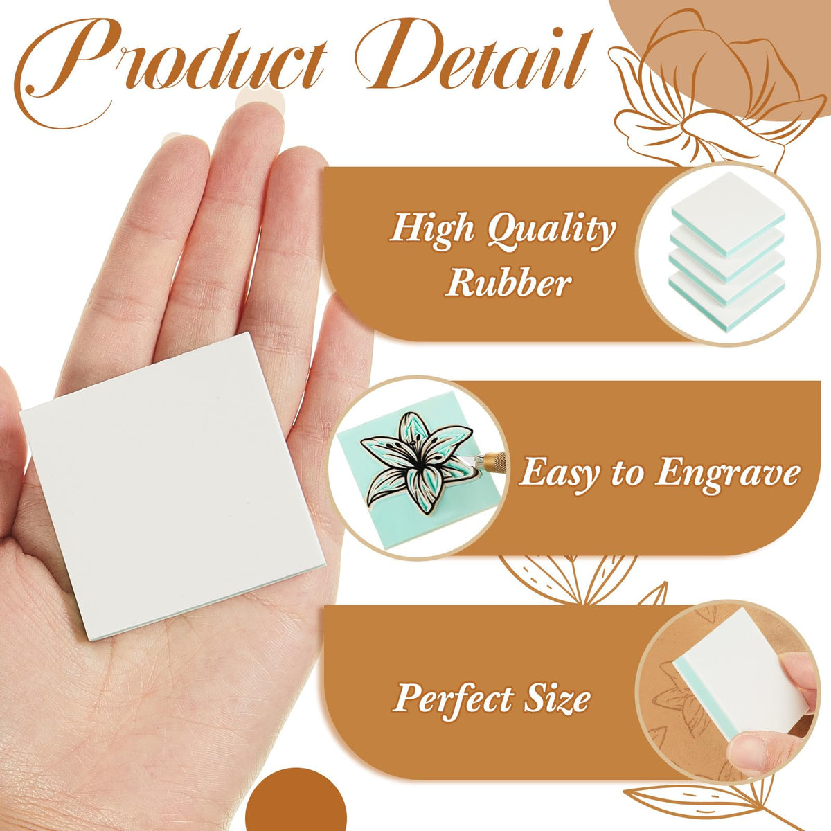 Frienda 24 Pcs 2" X 2" Rubber Carving Blocks Linoleum Blocks for Printmaking, Stamp Making, DIY Crafting, Scrapbook, Painting, Soft and Easy to Carve (White Green)