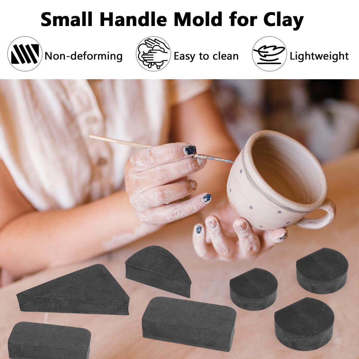 Pottery Mug Handle Molds 12Pcs Mug Handle Forms Mug Handle Making Tool for Pottery Ceramic Mug Handle Molds for Clay with Various Shapes and Sizes-Black