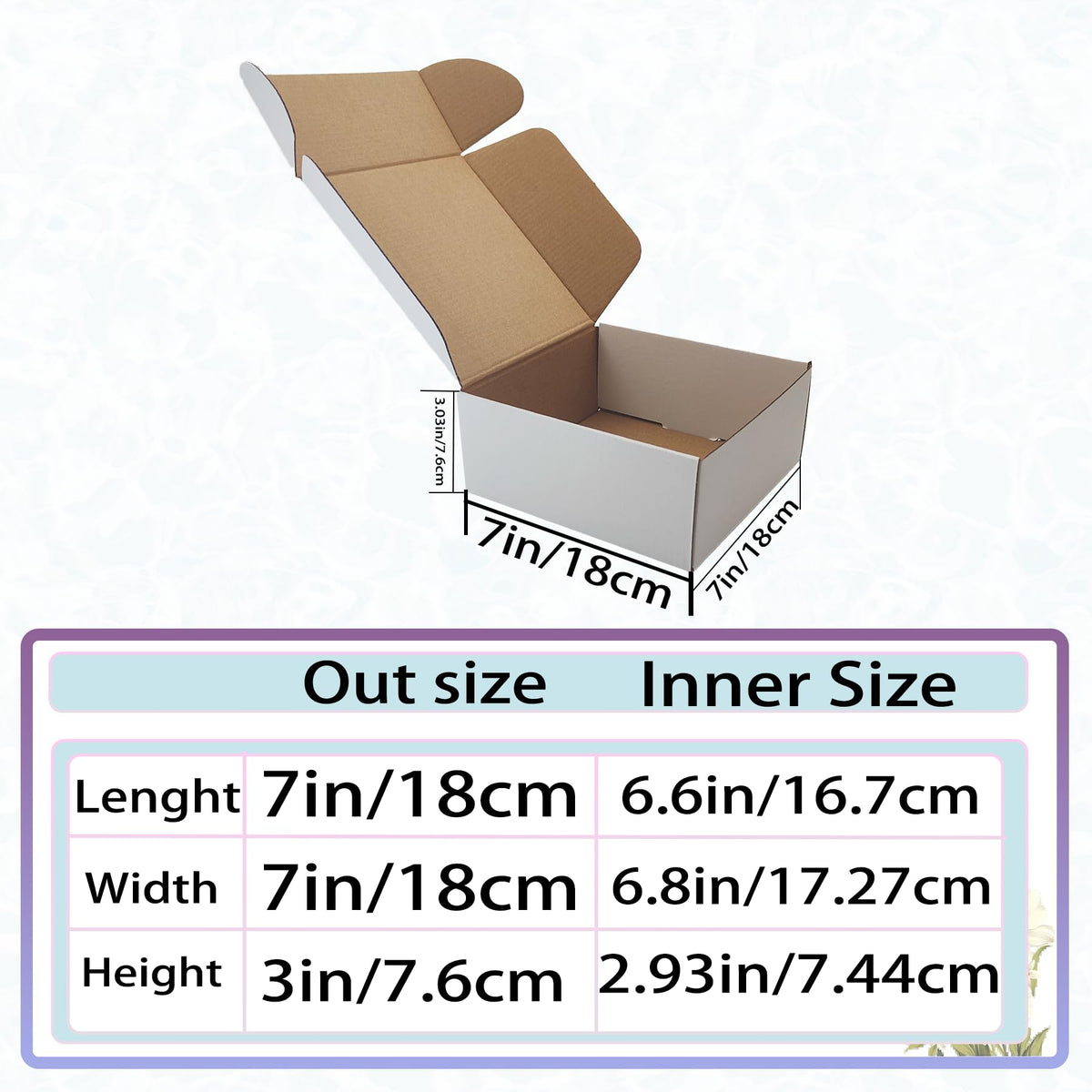 7x7x3 Inches White Shipping Boxes Set of 25，Cardboard Boxes Recyclable Corrugated Boxes Mailers for Small Business, Transporting, Packaging Storage Boxes and Craft Gifts Giving Products Box