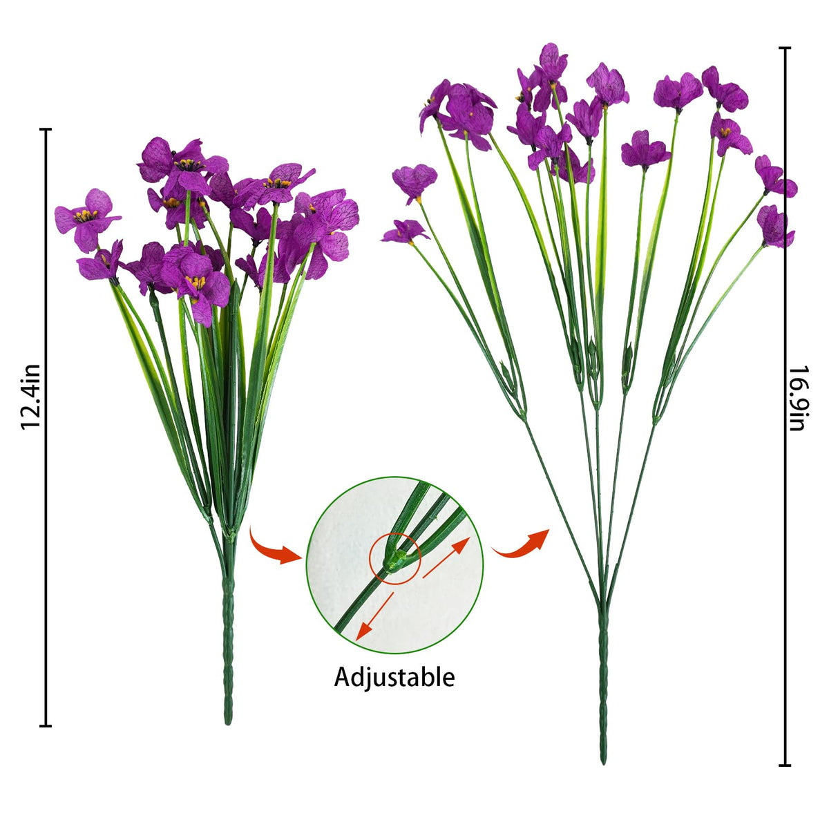 Uieke 16PCS Artificial Flowers for Outdoors UV Resistant Fake Flowers for Outside Indoor Home Porch Window Box Spring Summer Décor (Purple)