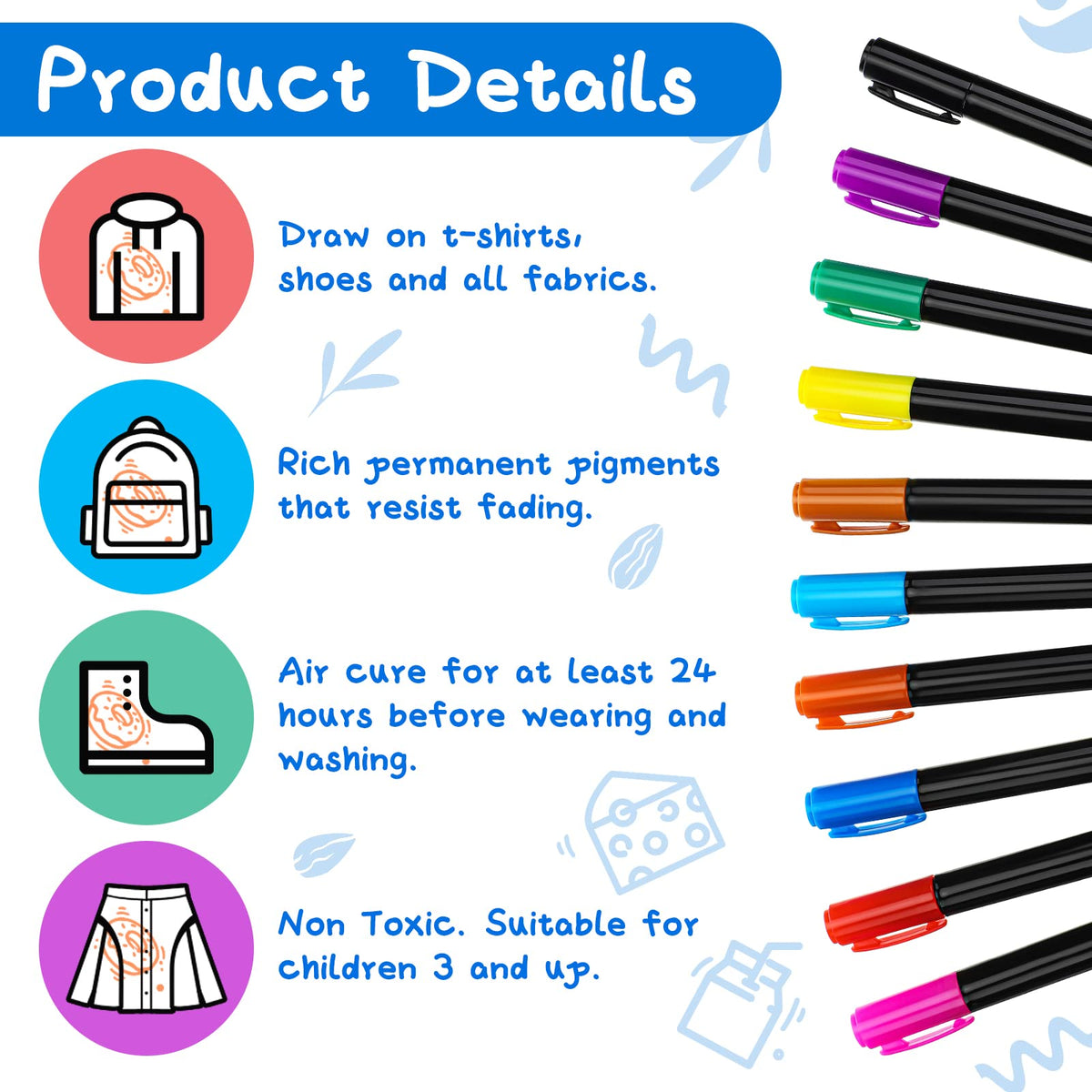 Jutom 38 Pcs DIY Baby Bibs Decorating Kit 14 Bibs 14 Stencils 10 Fabric Markers 2 Ply Feeder Design Bib for Shower Games(White)