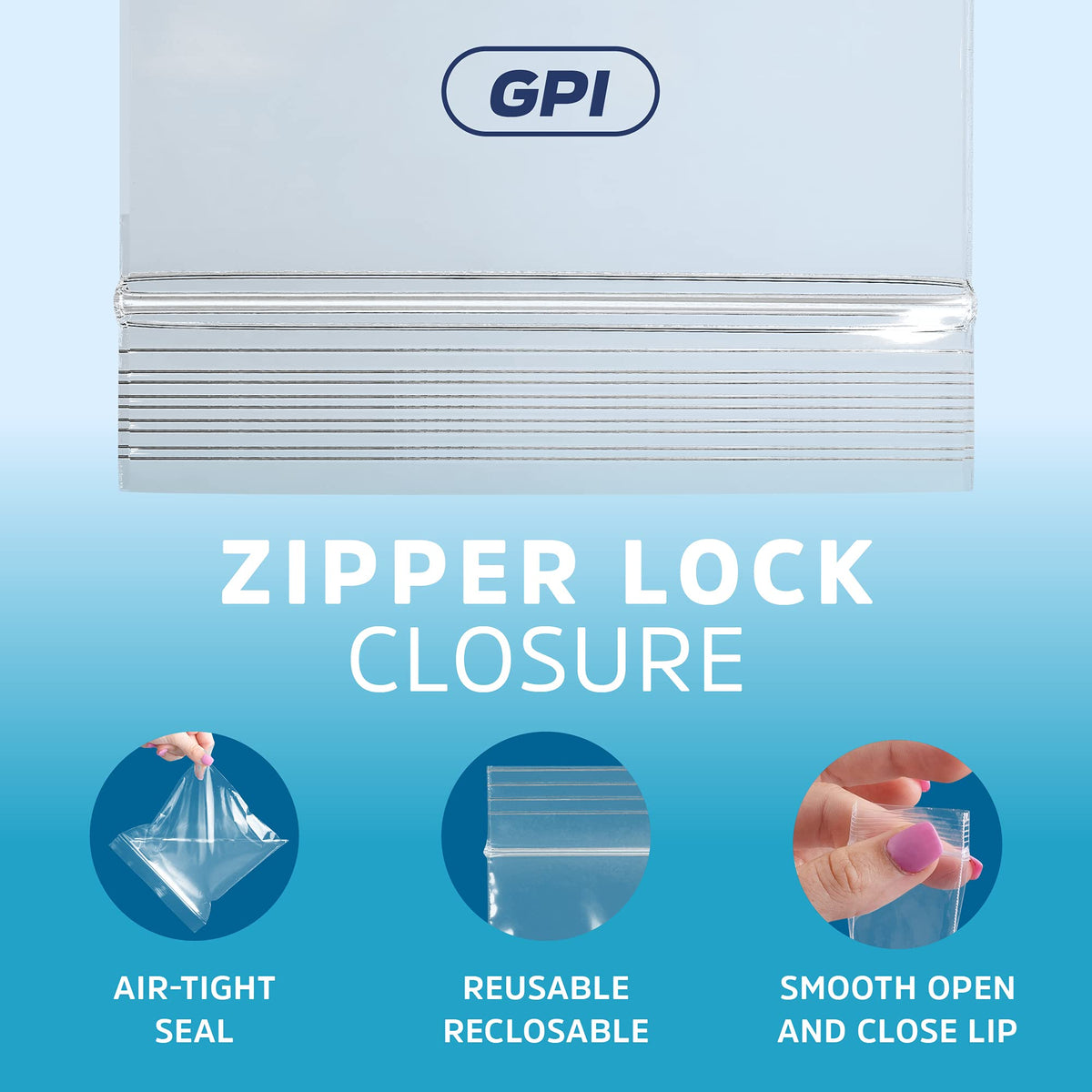 GPI - 4" X 6" Clear Plastic Zip Bags, 100 Count, Heavy-Duty 4 Mil Thick Durable Poly Baggies With Resealable Zipper Lock, Hang-Hole For Display.