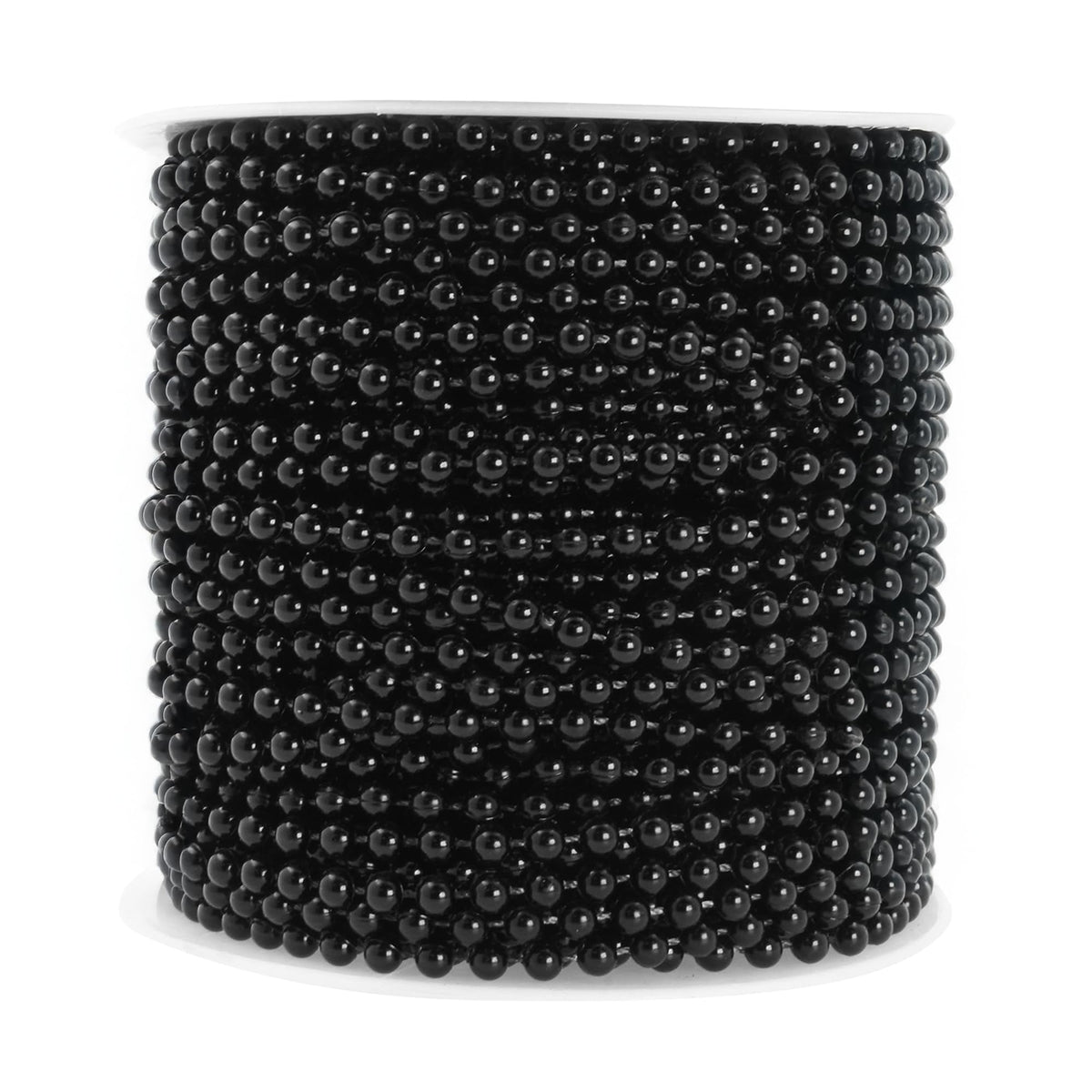 Mandala Crafts Faux 4mm Black Pearl Beads Chain Roll – 44 Yards Pearls Garland Strand Strings for Wedding Decor, Floral Arrangements, Christmas Trees & Event Decorations