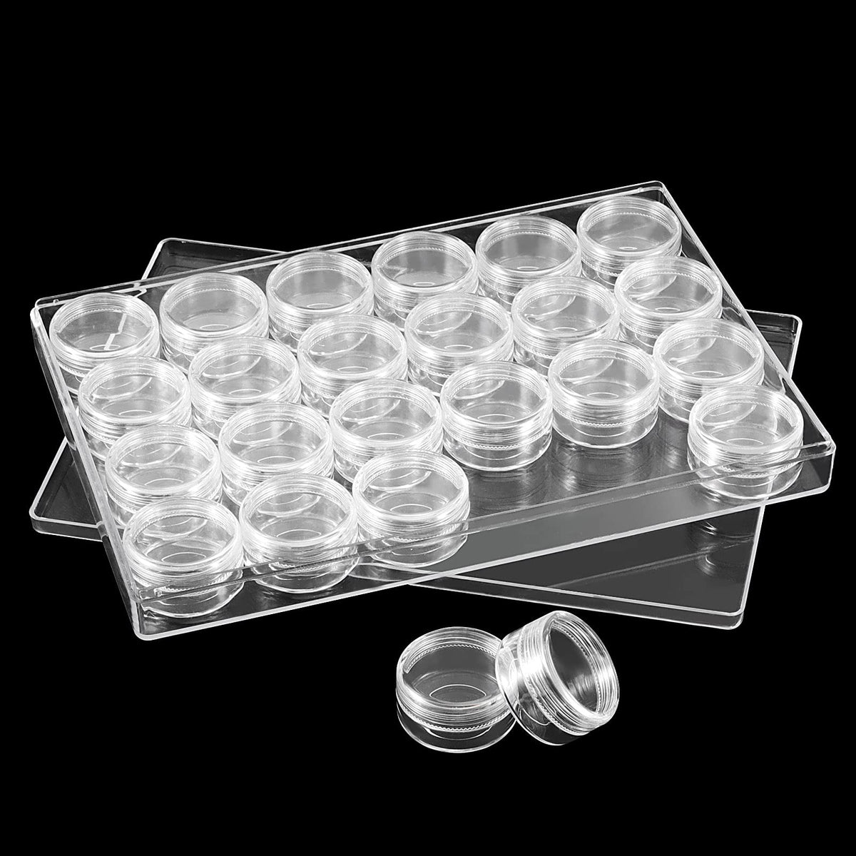 ZOENHOU 4 Pack 24 Grids Diamond Painting Storage Containers, Embroidery Diamond Storage Box Beads Organizer Case with Lid Clear Nail Art Accessories for Jewelry DIY