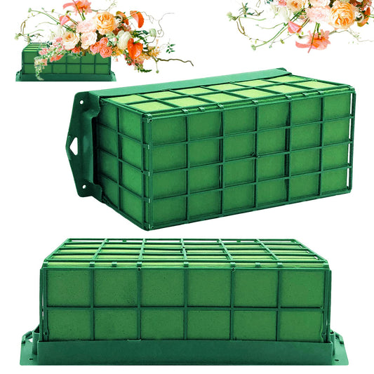 2 Pieces Floral Foam Cage, Flower Arrangements Supplies With Rectangle Holder, Bricks for Fresh Flower Wedding Holiday Decorations