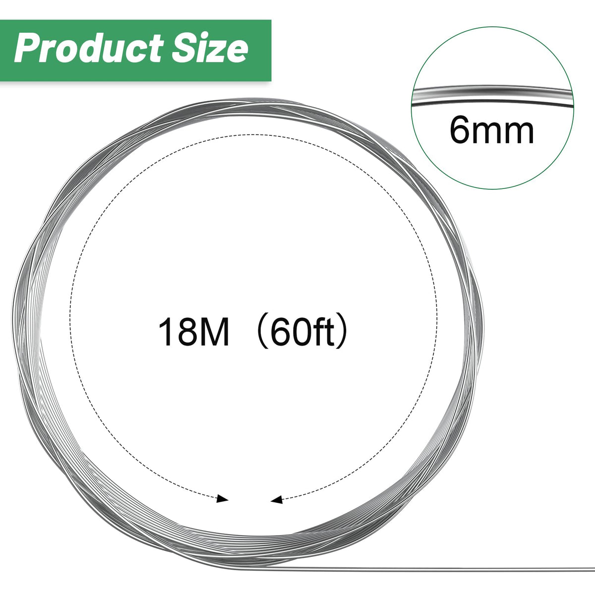 Pelopy Aluminum Wire 1/4 Inch Diameter Metal Wire 60 ft Armature Bendable Armature for Sculpting Dolls Floral Jewelry Making Weaving DIY Crafts, Silver