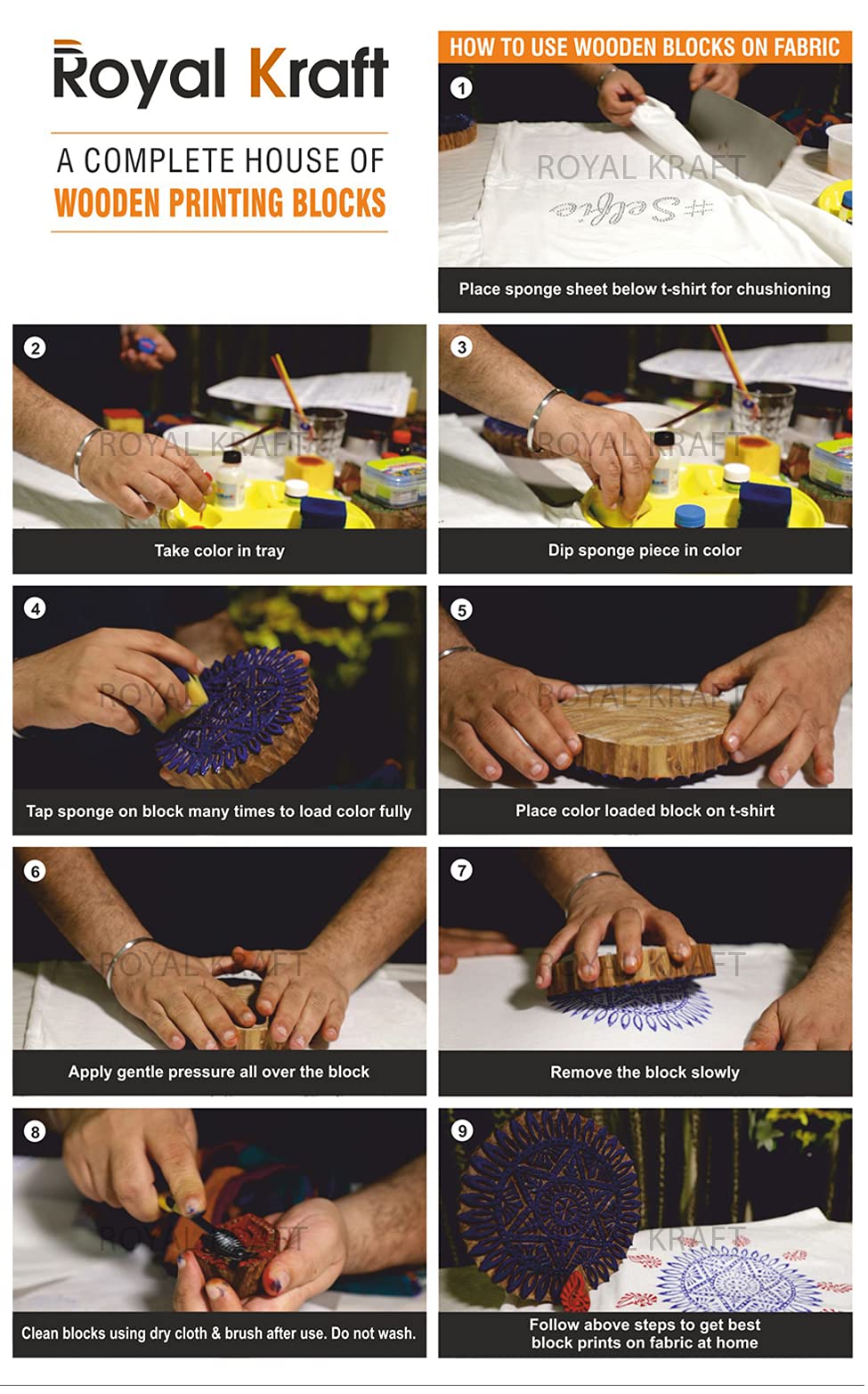 Mehndi Print Blocks Stylish Border Pattern Wooden Stamps (Set of 10) Htag2156