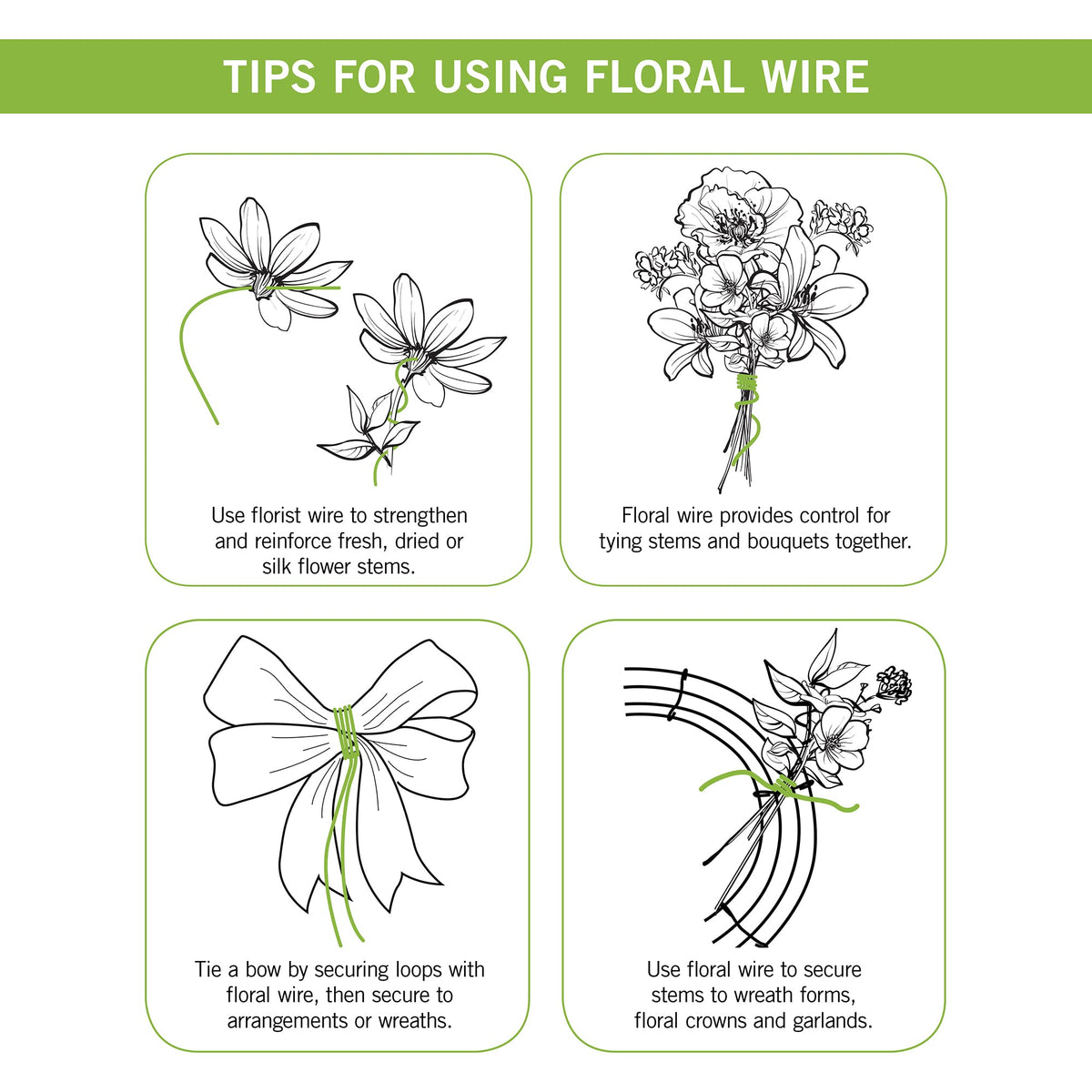 FloraCraft 20 Gauge Floral Wire 0.5 Pound Spool Green
