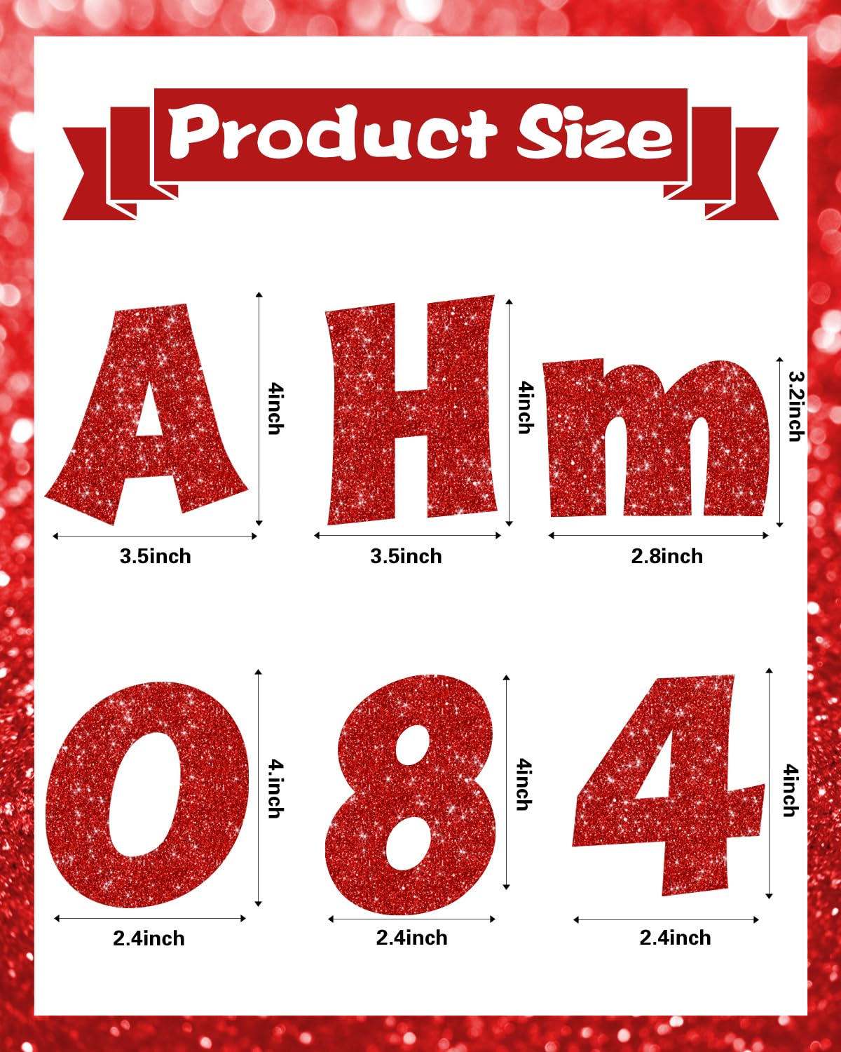237 Pcs Glitter Bulletin Board Letters, Numbers and Punctuation, Poster Board Letters Alphabet Cut Out Cardboard Letters Accessories for Classroom Display Decorating Supplies 4inch (Red)