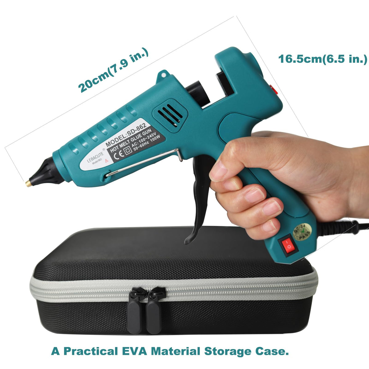 Professional Hot Glue Gun Kit with Case, Full Size Hot Glue Guns Luxury Set with 4Pcs Different Interchangeable Copper Nozzle Set and Glue gun Sticks 12Pcs
