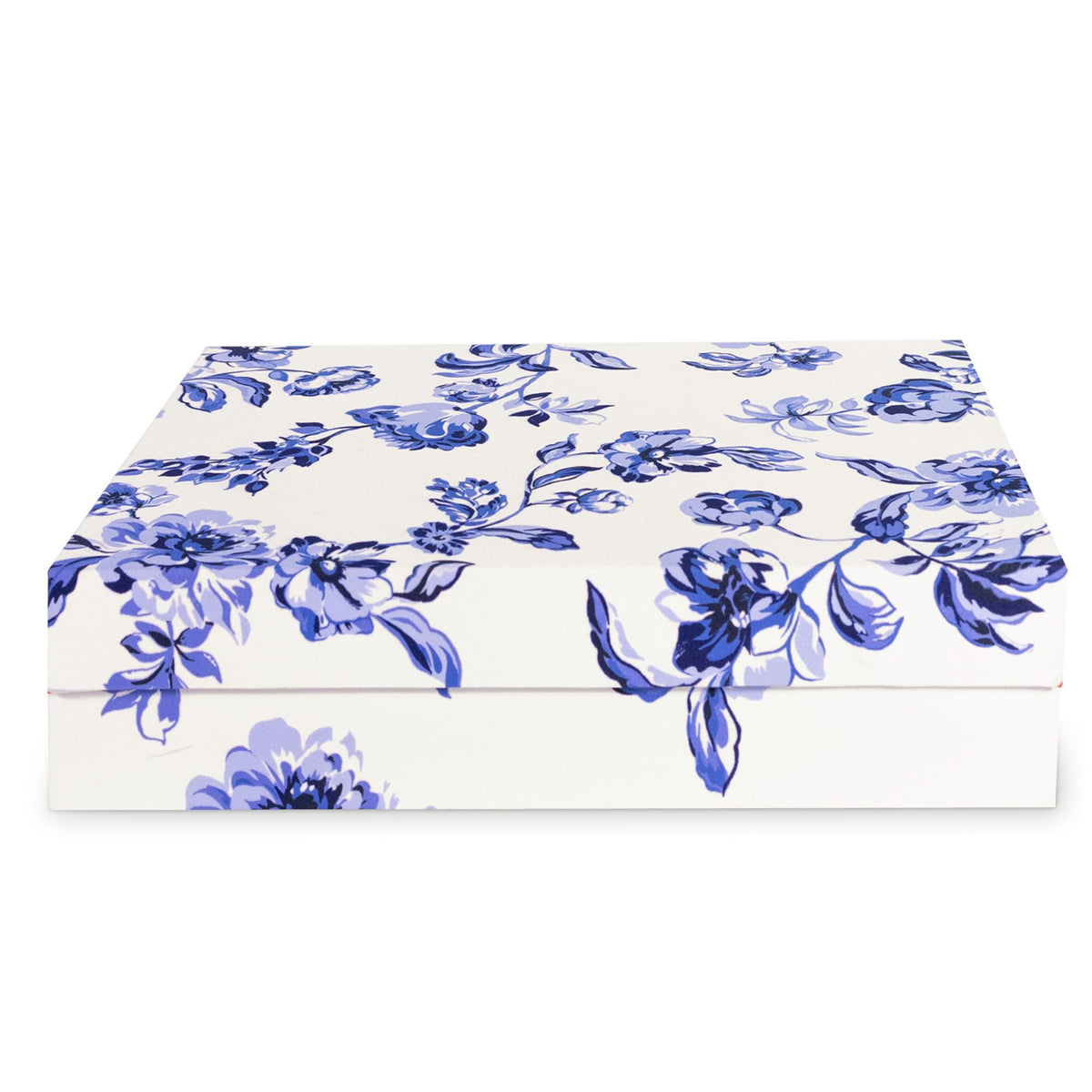 kate spade new york Heirloom Storage Box, 14" x 10" x 3" Decorative Organizer for Keepsakes, Greyboard Gift Box with Bookcloth Cover (Floral Toile)
