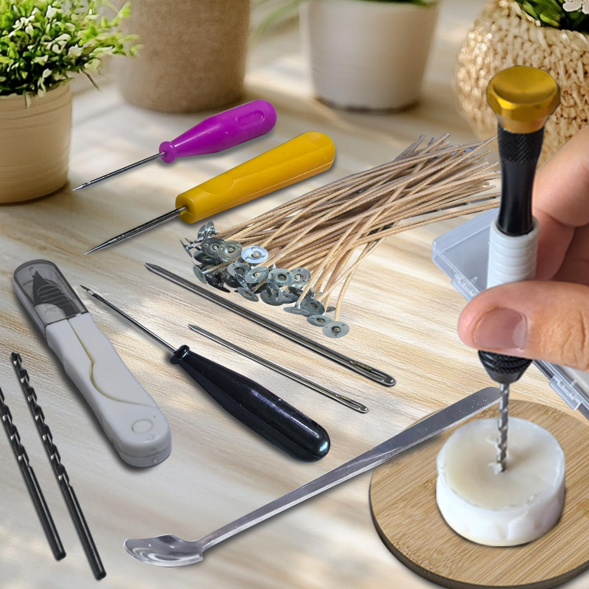 DiaWiew Candle Making Tools for Punching Holes and Inserting Wicks, Beginners Candle Making Kit for Adult Including Wick Needle for Candle Making, Perfect to Candle Molds with No Holes for Wicks