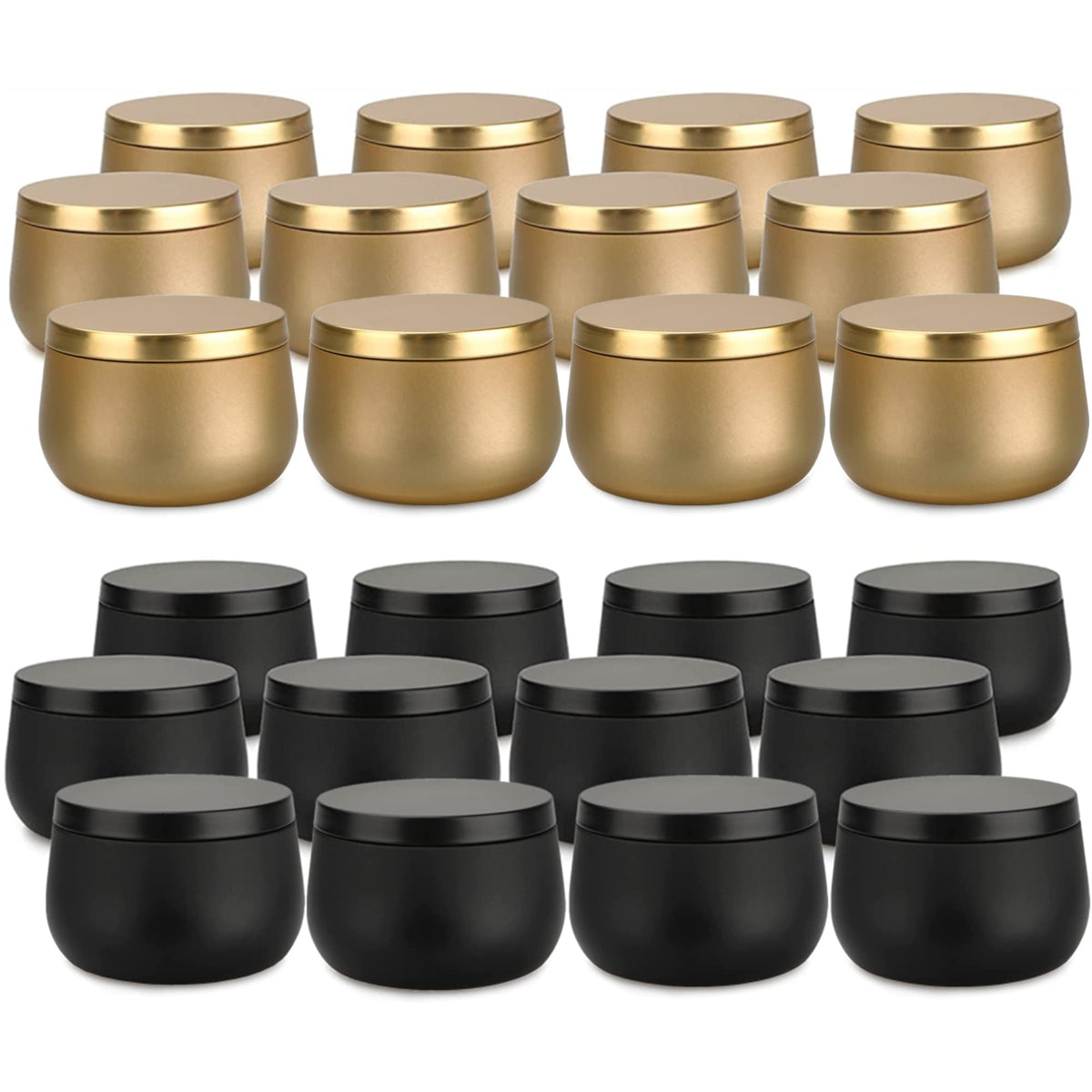 8oz Candle Tins 24 Pieces,Candle Jars Candle Containers with Lids, 8 oz, for Candles Making, Arts & Crafts, Storage, and Gifts (BLACK 12PCS+GOLD 12PCS)