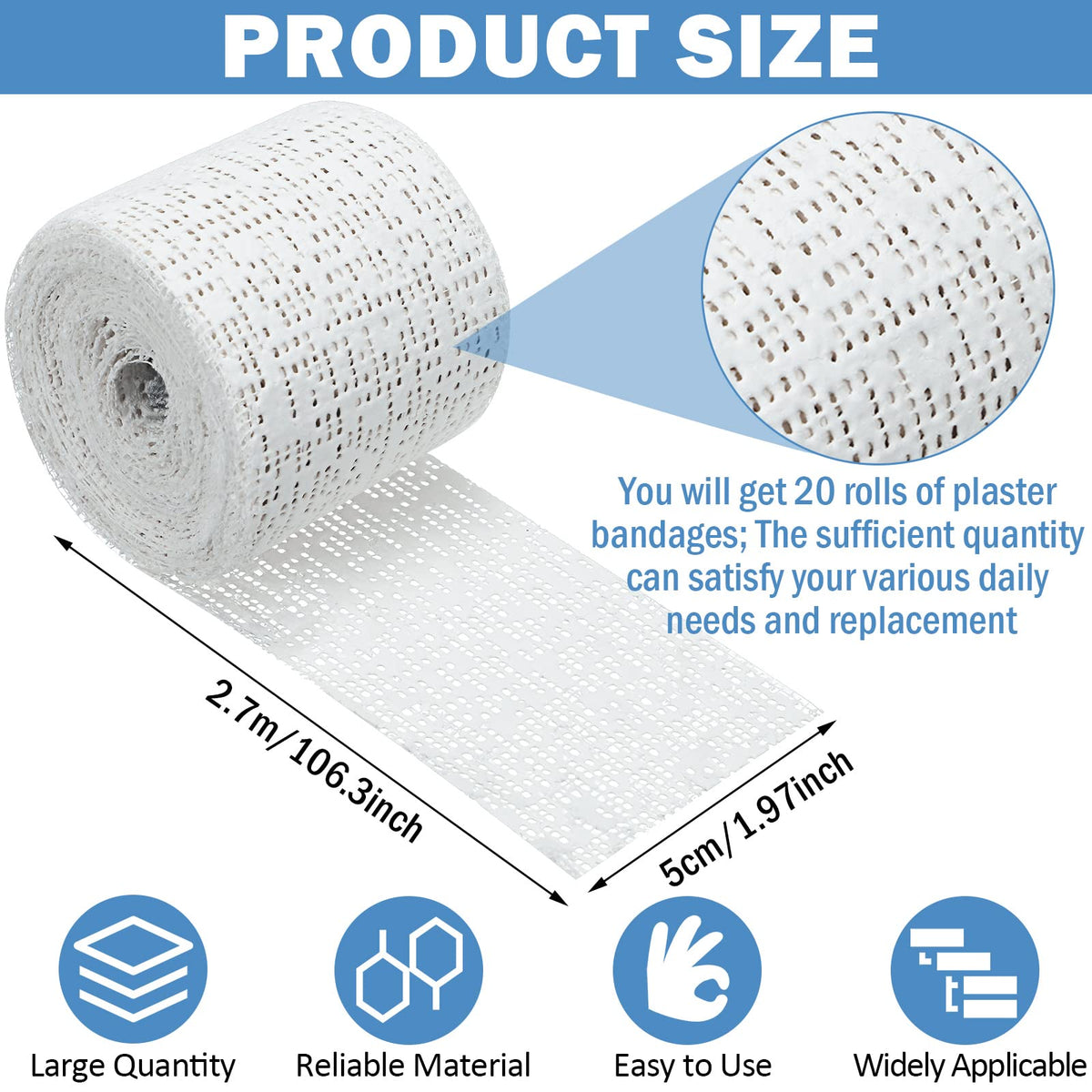Treela Plaster Cloth Rolls Gauze Bandages Rolls Strips for Belly Casts, Scenery Molds, Mask Making, Art Projects, Body Casts, Craft Supplies(2 Inch x 59 Yard)
