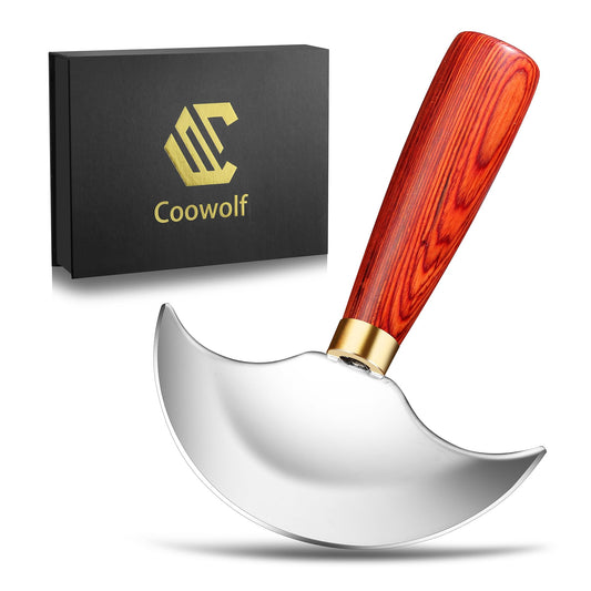 Coowolf Leather Knife with Wooden Handle, Leather Working Tools for Cutting Skiving and Trimming