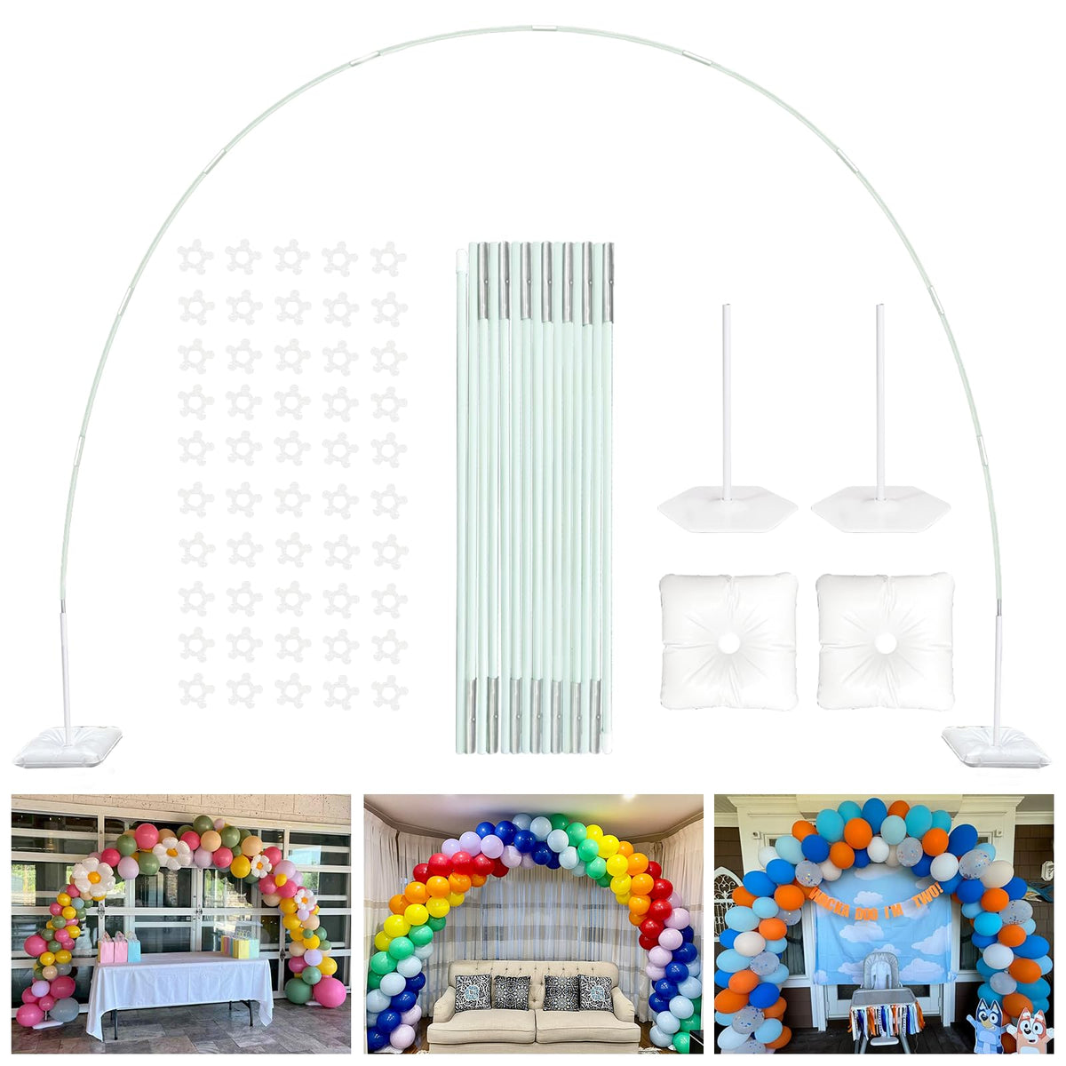 YALLOVE 21ft Balloon Arch Stand Kit, Free Combination in Width and Height (e.g. 10ft x 7.5ft), Convenient to Assemble and Disassemble, Not Include Balloons