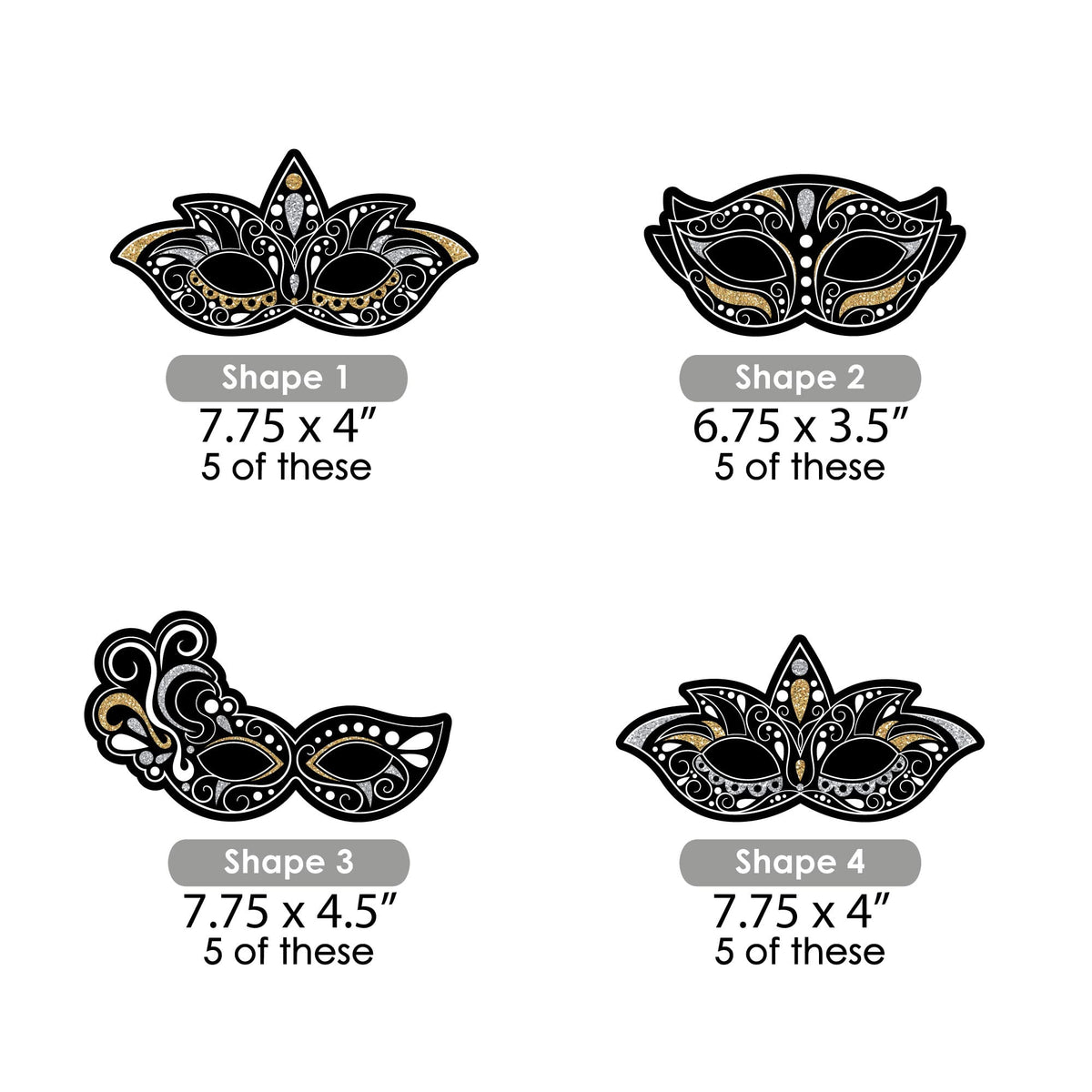 Big Dot of Happiness Masquerade - Decorations DIY Venetian Mask Party Essentials - Set of 20