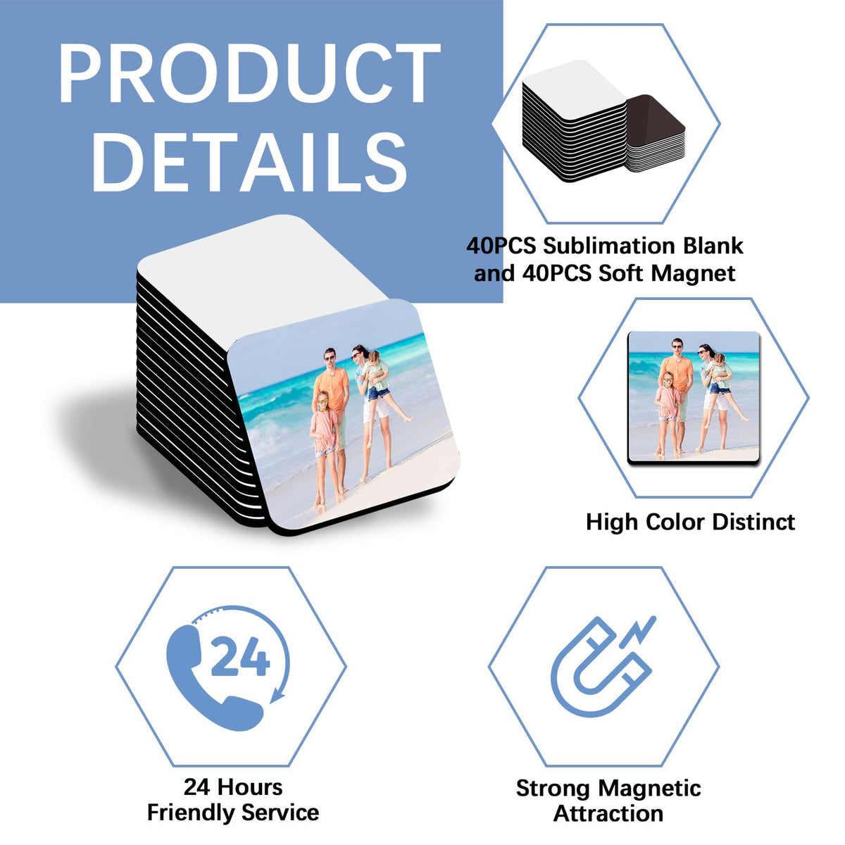 80PCS Sublimation Magnet Blanks 3x3 Bulk Square Produnts 40 Pcs Sublimation Blanks and 40Pcs Soft Magnetic for Kitchen Personalized Sublimation Refrigerator Fridge Magnets Blank Set for DIY Craft