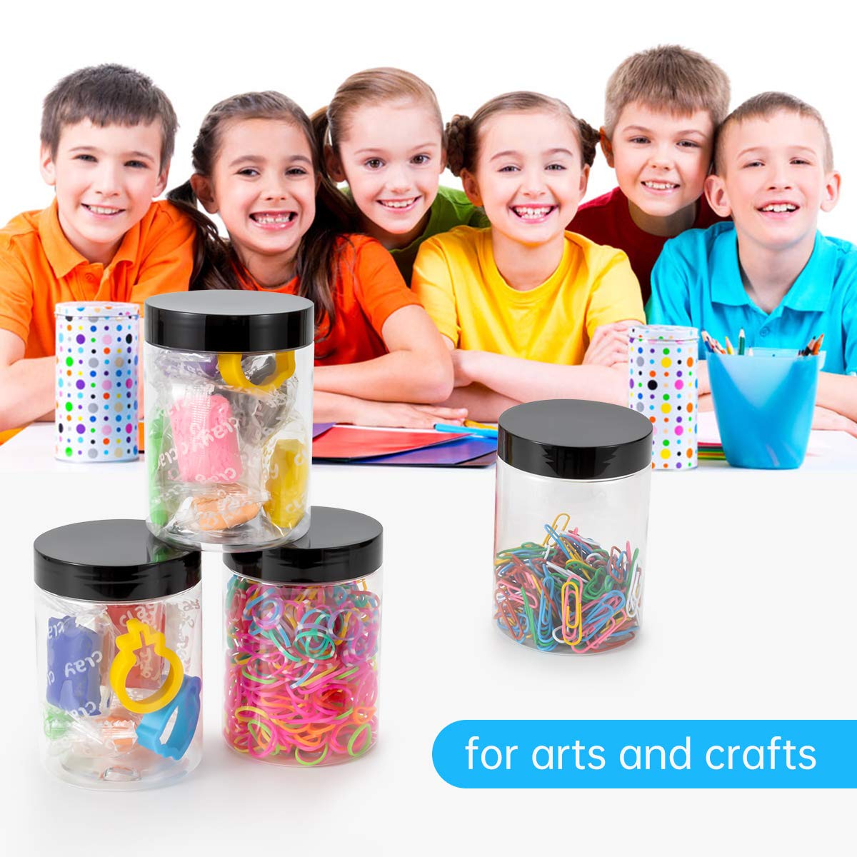 testyu 10 PCS Plastic Jars with Lids, 10 OZ Wide Mouth Jars with Airtight Lids, Clear Empty Slime Containers with Lids, Multipurpose Storage Jars for Home Kitchen Food Arts Crafts Cosmetic Sample