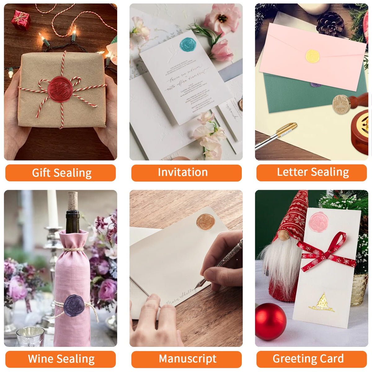 Kit,Dried Flower Accessory Tools,Premium Wax Seal Stamp Kit with 24 Colors 624 Pcs Beads, 4 Pcs Stamps, Sealing Wax Warmer, Envelope, Candles for Wedding Birthday Gift and DIY Craft