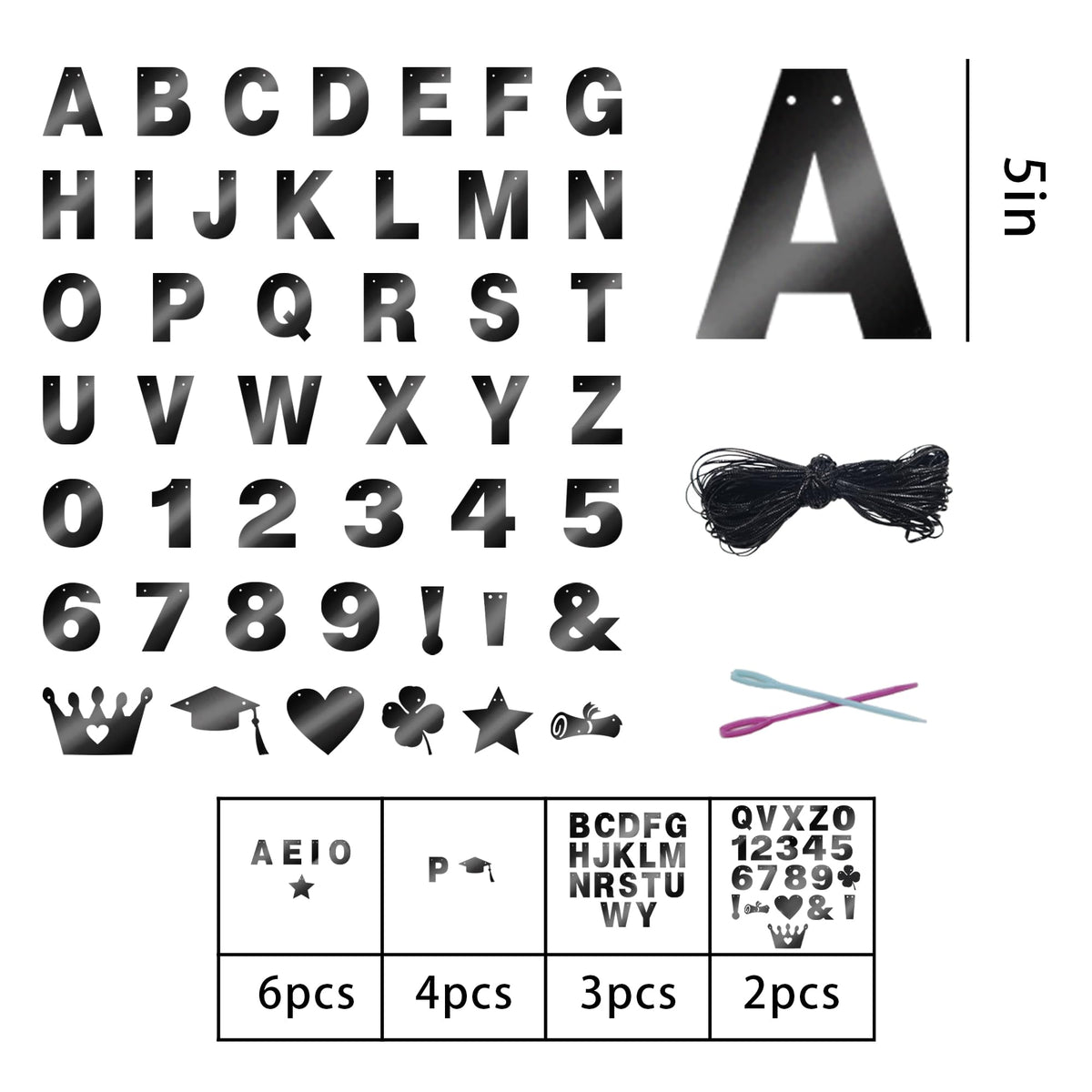 131 PCS Custom Banner DIY Letter Banners Personalized Banner for Birthday Congratulations Wedding Party Banners Black 5-inch