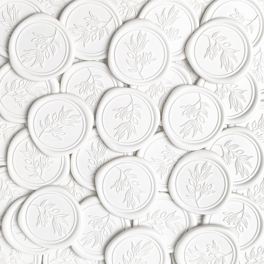 Pilloze 50Pcs White Self-Adhesive Wax Seal Stickers - Wax Seal Perfect for Wedding Invitation or Envelope Good Adhesion and Easy to Use, Wedding Invitation Accessories
