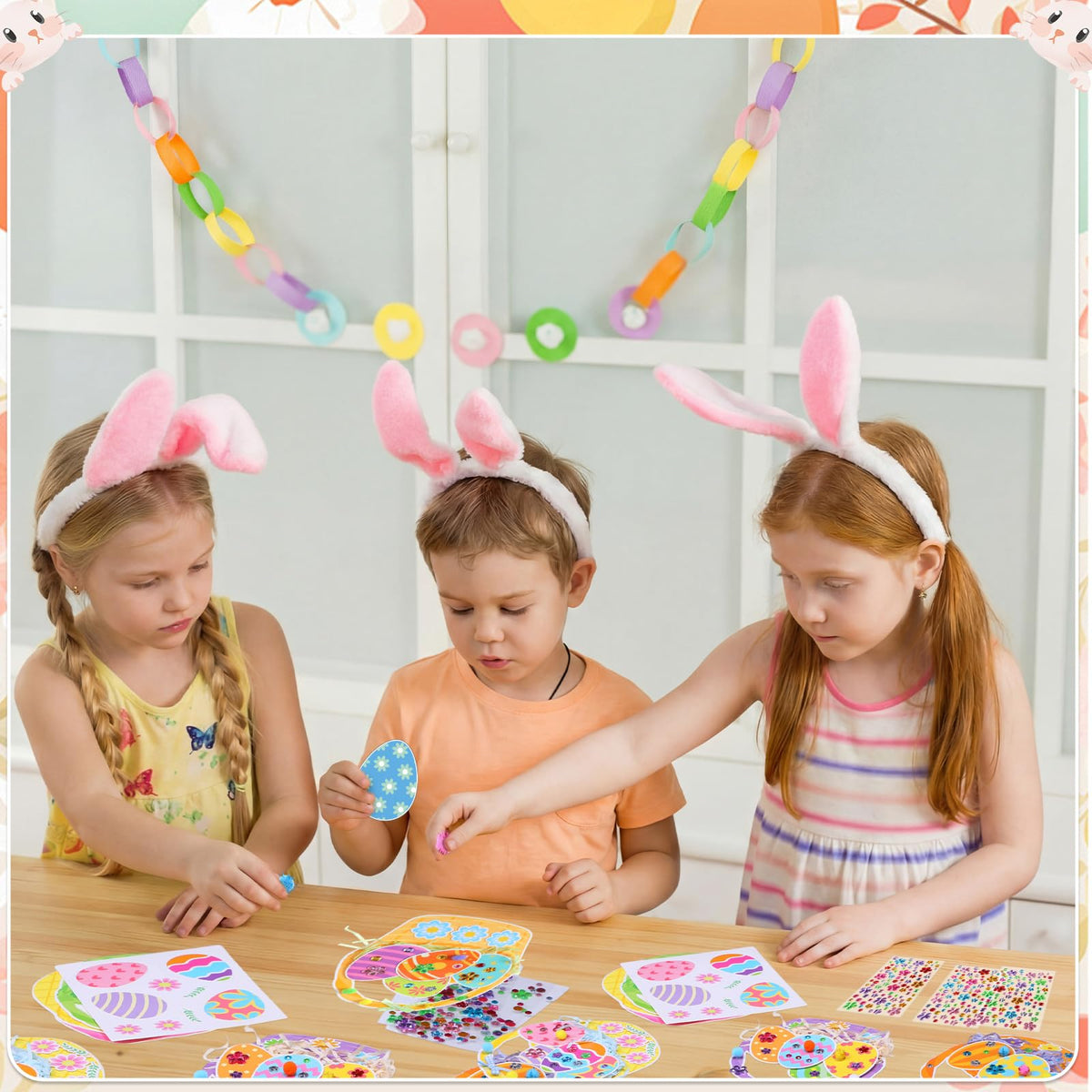 Funrous 48 Sets Easter Crafts Kit Easter Basket Egg Paper Crafts DIY Make Your Own Basket Hanging Ornaments Decorations with Pompoms Diamond Stickers Spring Classroom Activity Arts Gifts Party Favors