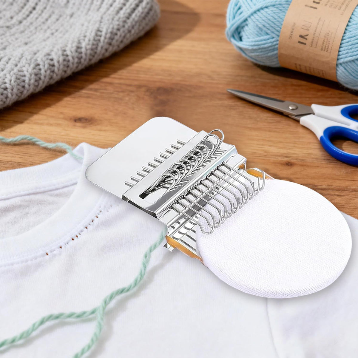 KPOAPERA Mini Darning Loom, Knit Patch Loom Kit, Type Mini Mending Tool, Convenient Darning Loom for Mending Jeans Socks Clothes, DIY Makes Beautiful Stitching - 1PCS (12 Hooks)