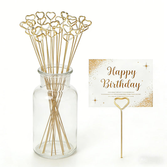 HauLife Metal Wire Floral Picks, 50 Pcs Thickened Picture Sticks for Centerpieces, Photo Picks Card Holder for Weddings, Parties, Kitchen & Office Decor