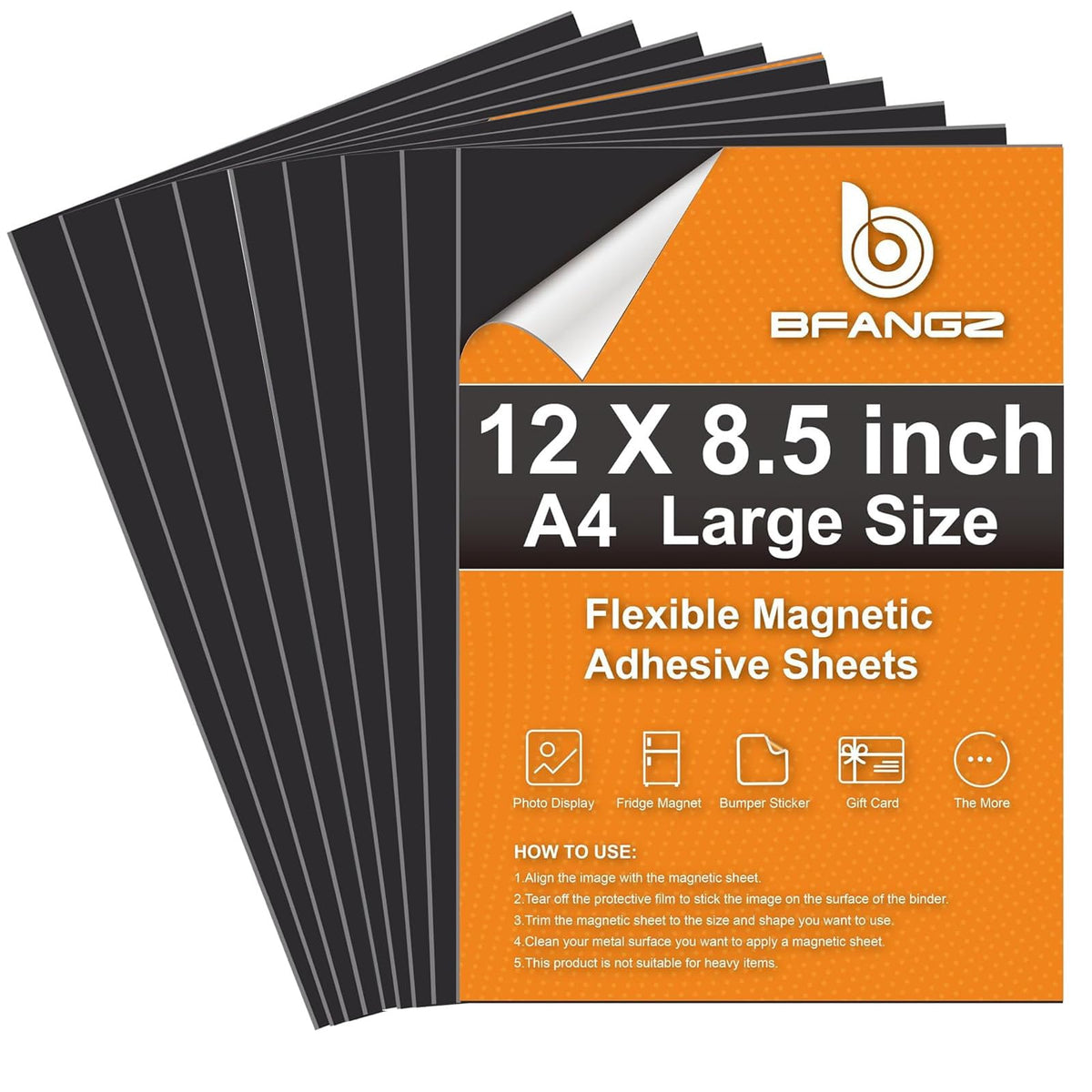 10Pcs Large Magnetic Sheets with Adhesive Backing Flexible Strong Magnet Paper for Crafts Photos and Die Storage Easy to Cut (10Pcs, A4 Size 12×8.5inch)