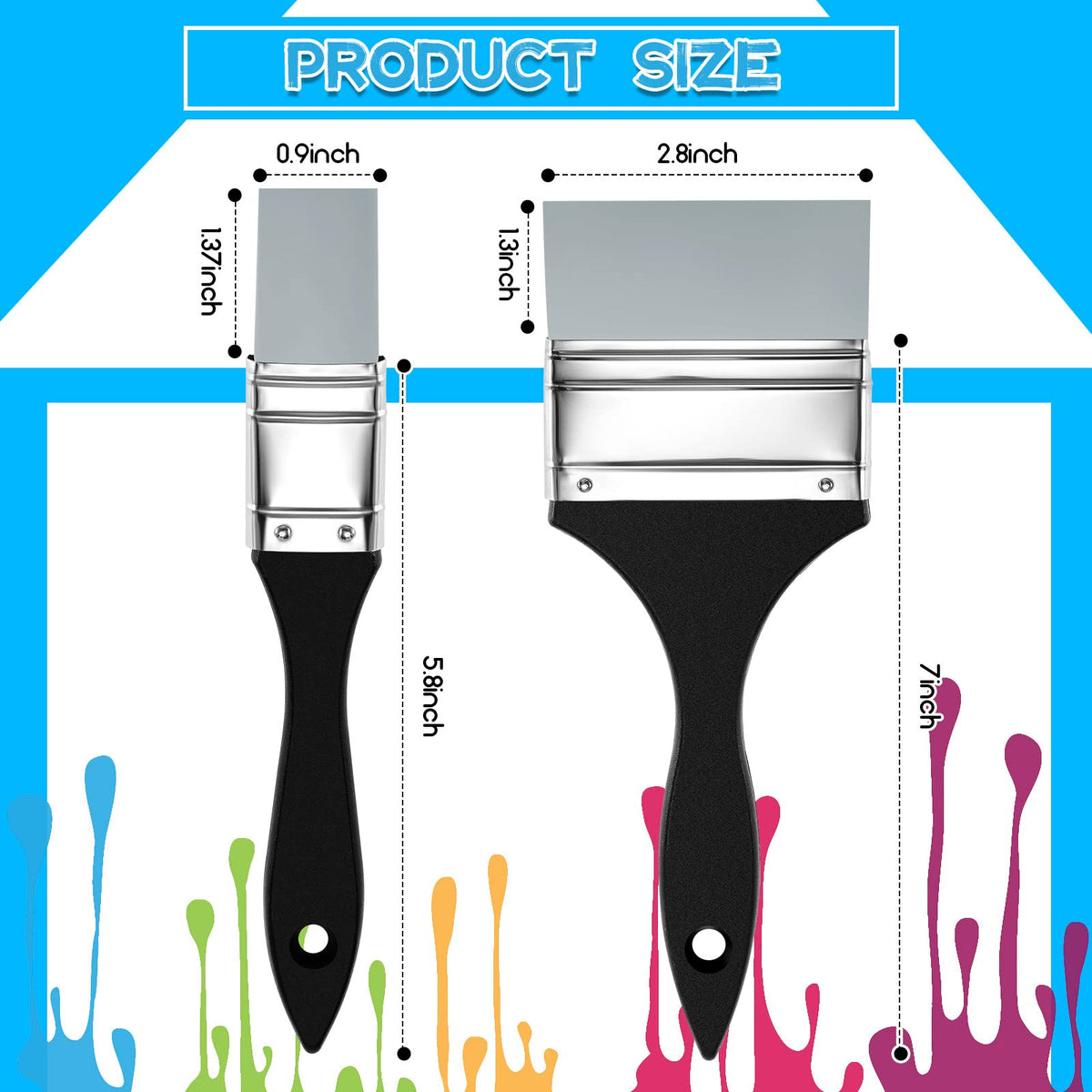 Outus 2 Pieces Silicone Painting Brush Color Shapers for Painting Color Shaper Tool Pointed Edged Solid Flat Flexible and Water Based Drawing Tool for Move Remove Acrylic Paints(1 Inch, 3 Inch)