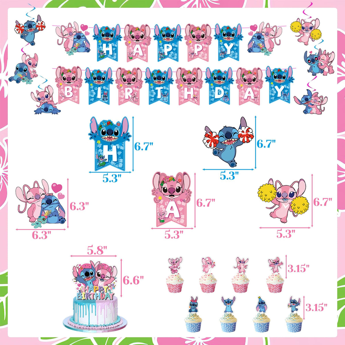 Pink Birthday Party Decorations Kit, Includes Happy Birthday Banner, Foil Balloons, Tablecloth, Backdrop, for Adult Themed Party Supplies