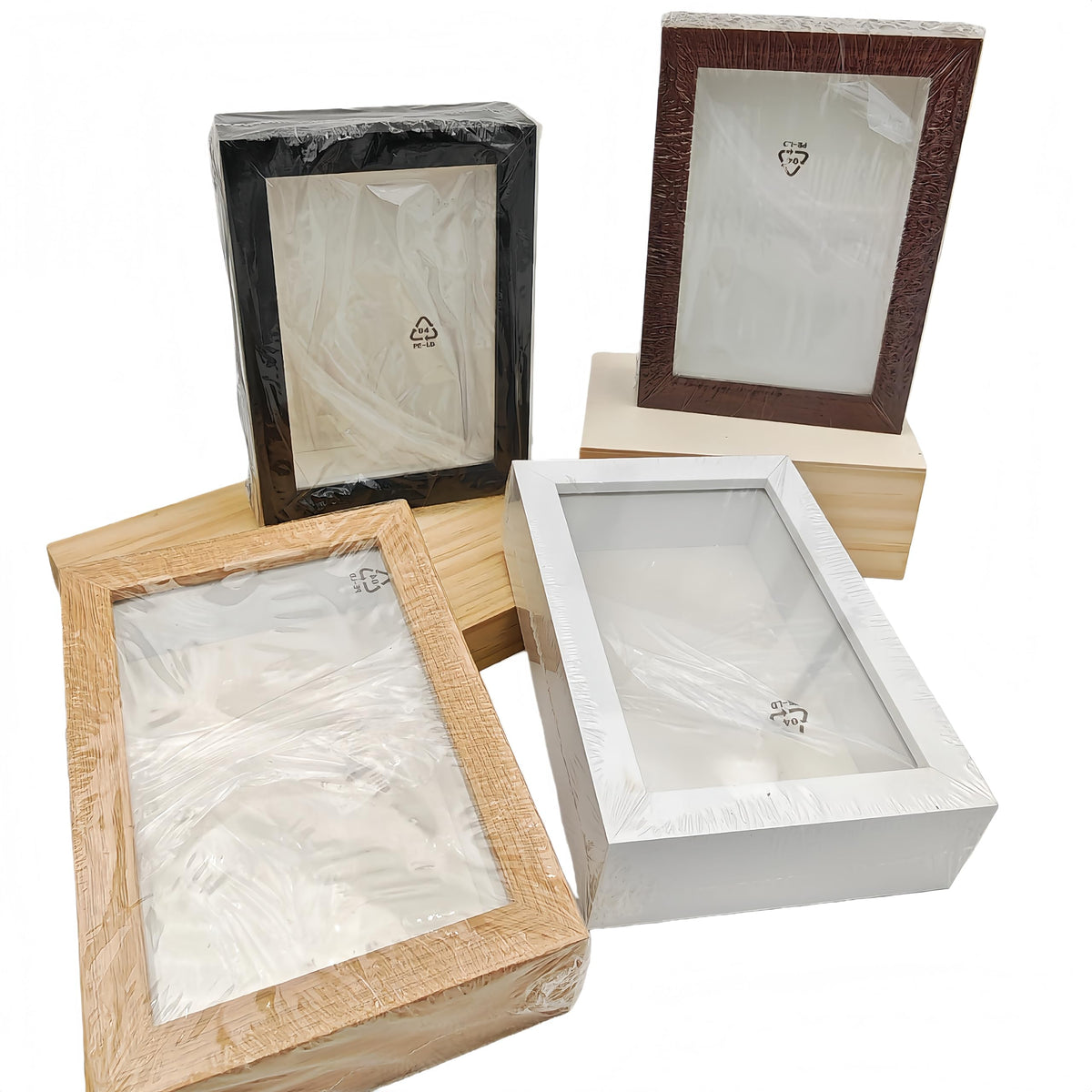 Shadow Box Picture Frame with HD Plexiglass-Wooden Hollow Photo Frame for Flower Pressing,Seashell Display Box ,Memorial Shadow Box. (Mixed Color, 4.7X6.7inch,4PCS)