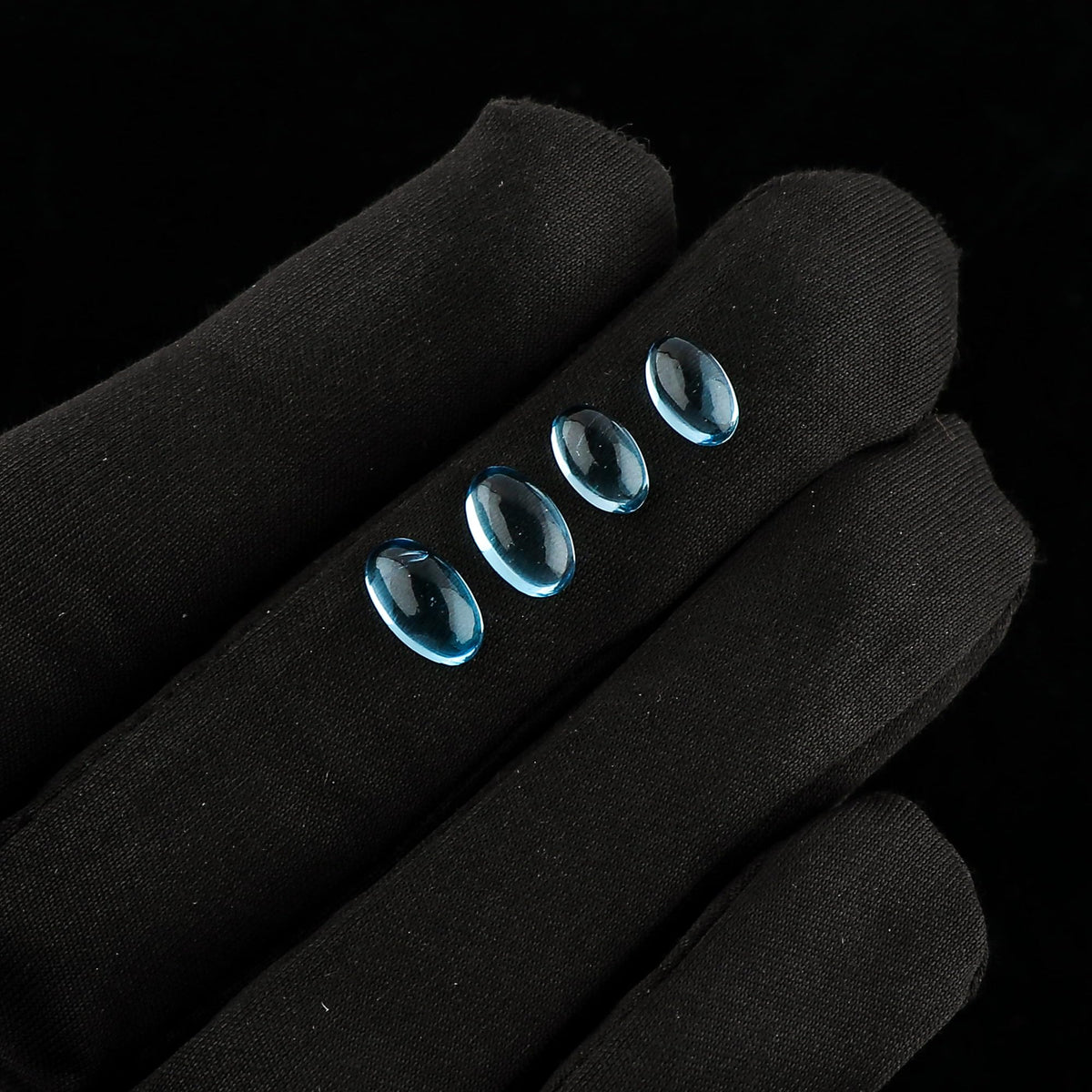 CRYSTALIS 4pcs, 8x5mm Natural Swiss-Blue-Topaz, Plain Loose Gemstone, Wholesale Bulk Cabochons, Jewelry Making Supply, Chakra Healing Polished Stones, Wire Wrapping, DIY, Gem Collection, AA+ Grade