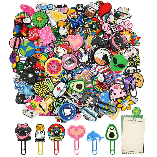 Paper Clips, 50pcs Random PaperClips Medium Colored Binder Clips Assorted Book Mark for Paperwork Office School Decorative