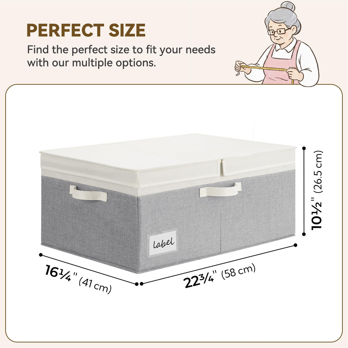 GRANNY SAYS Decorative Storage Boxes with Lid, Large Storage Bins with Double-Open Lid, Fabric Storage Basket for Clothes, 63L Closet Linen Storage Bin, White&Gray, 2-Pack